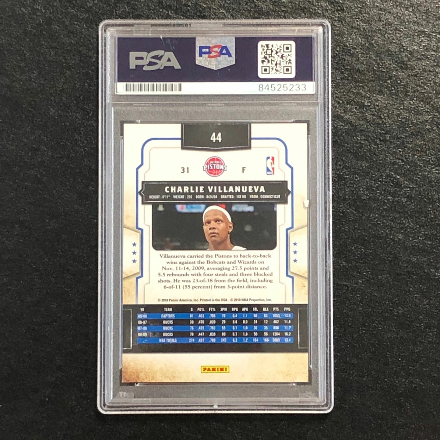 2009-10 Classics Basketball #44 Charlie Villanueva Signed Card AUTO PSA/DNA Slab