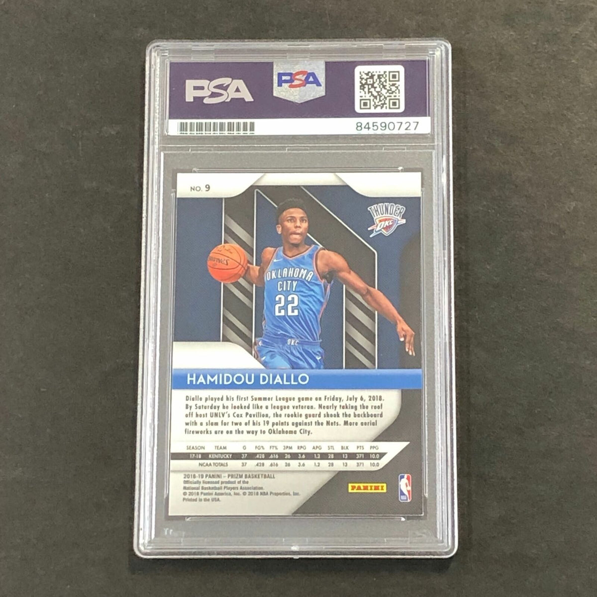 2018-19 Panini Prizm #9 Hamidou Diallo Signed Card AUTO PSA Slabbed RC Thunder