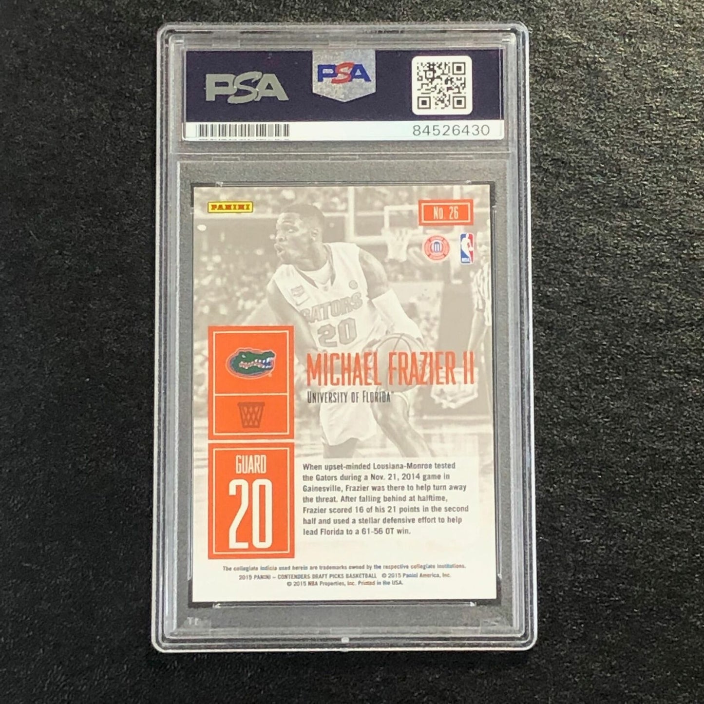 2015-16 Contenders Draft Picks #26 Michael Frazier II Signed Card AUTO PSA/DNA S