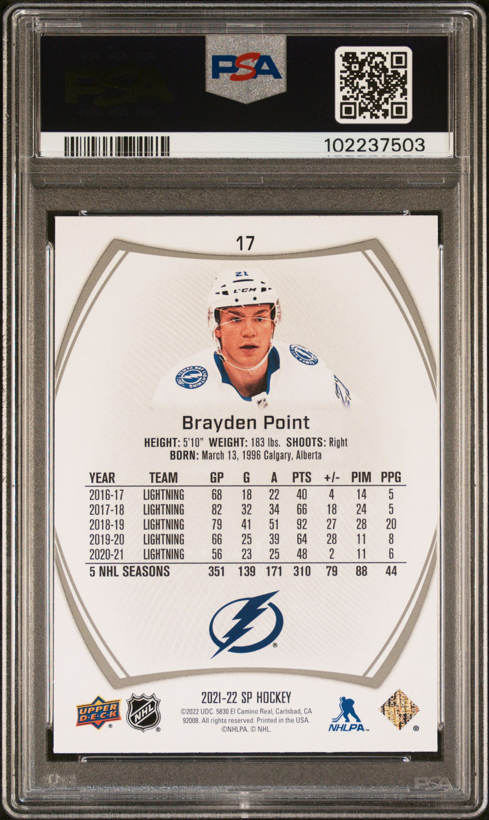2021 SP #17 Brayden Point PSA A Auto 9