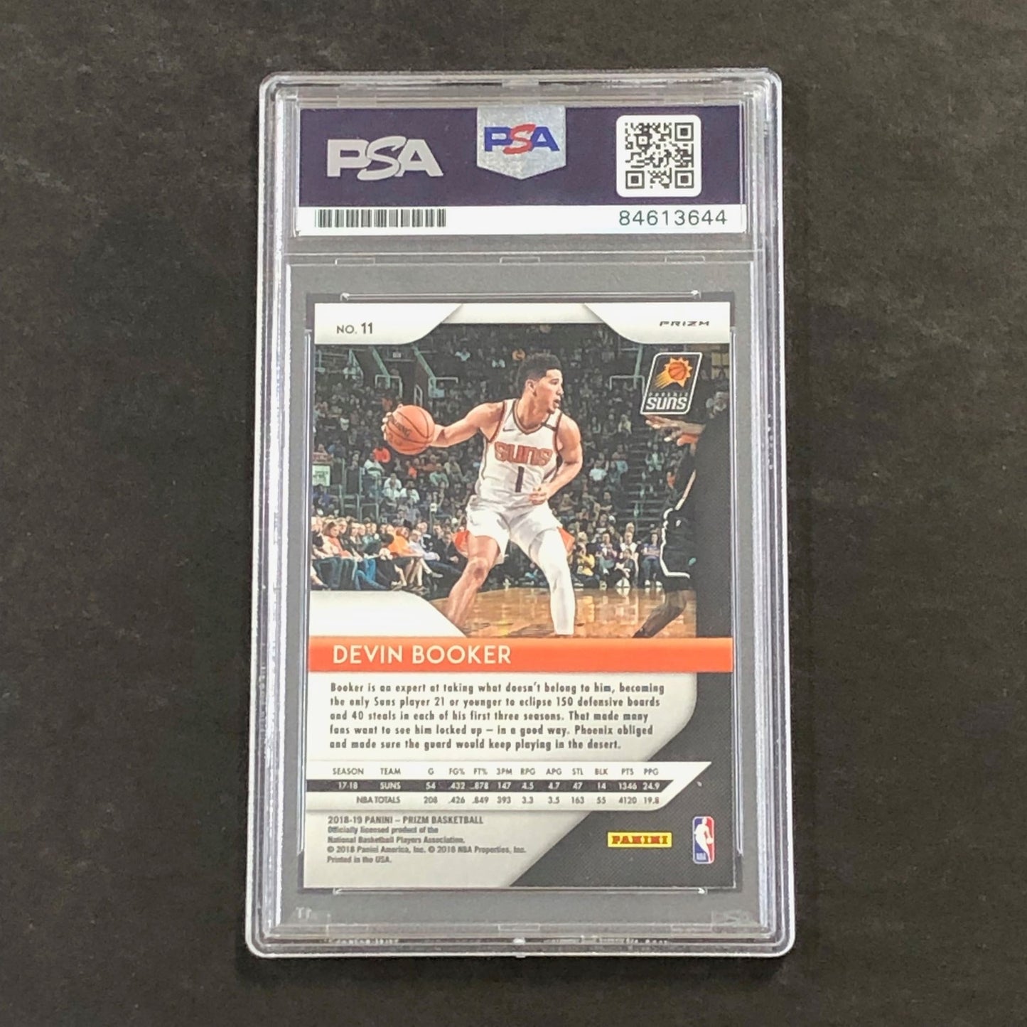 2018-19 Panini Prizm Green #11 Devin Booker AUTO Signed card PSA/DNA Slabbed Sun