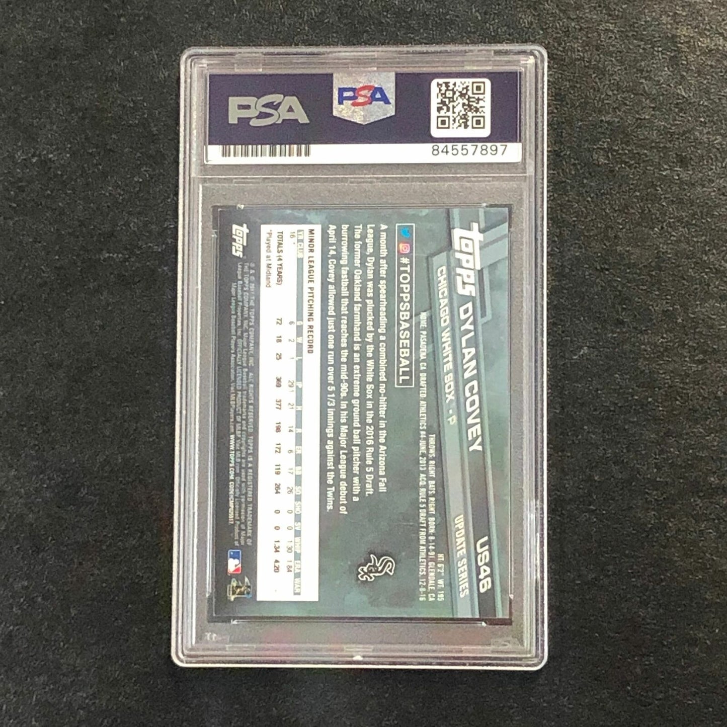2017 Topps Update #US46 Dylan Covey Signed Card PSA Slabbed Auto RC White Sox