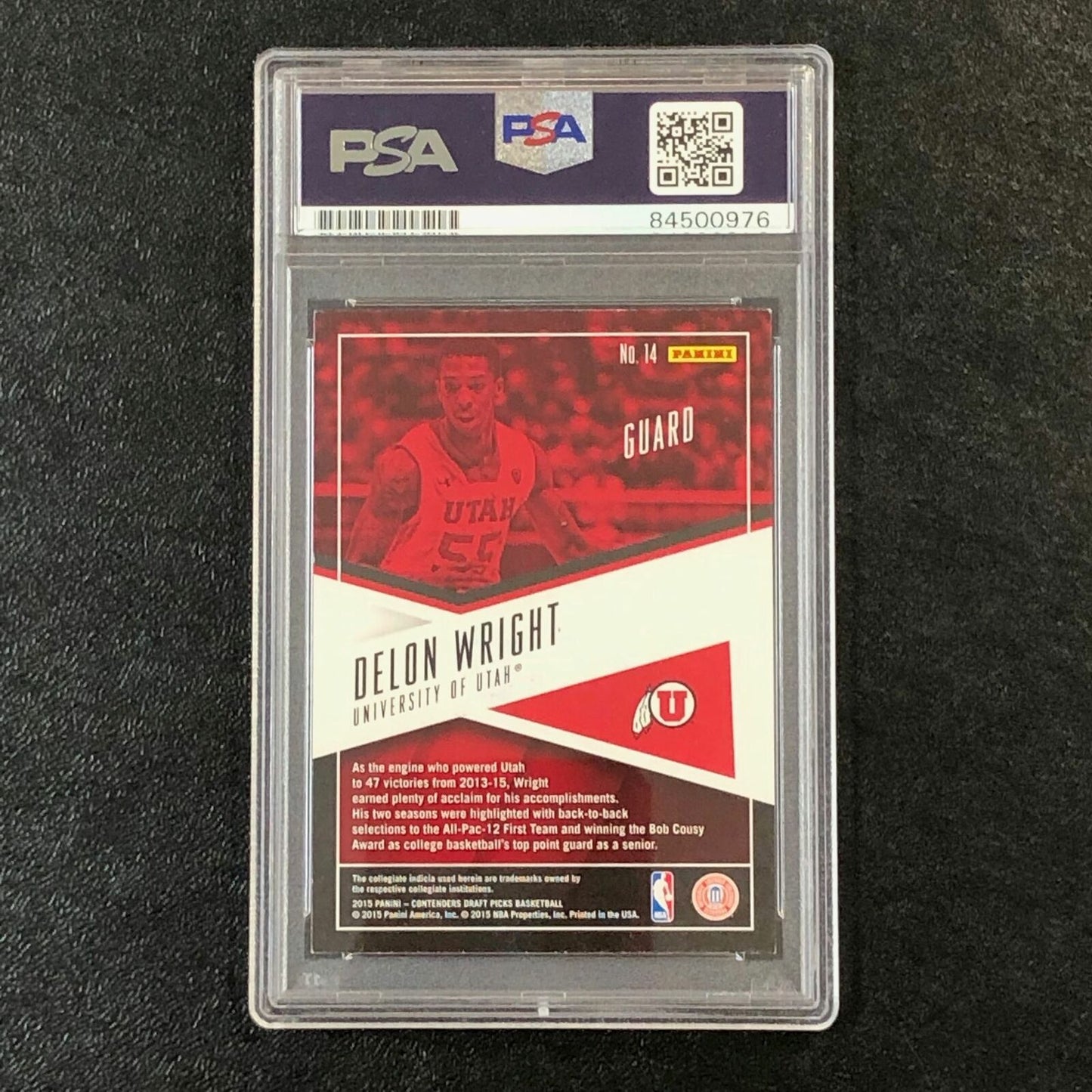 2015-16 Contenders Draft Picks School Colors #14 Delon Wright Signed Card AUTO 1