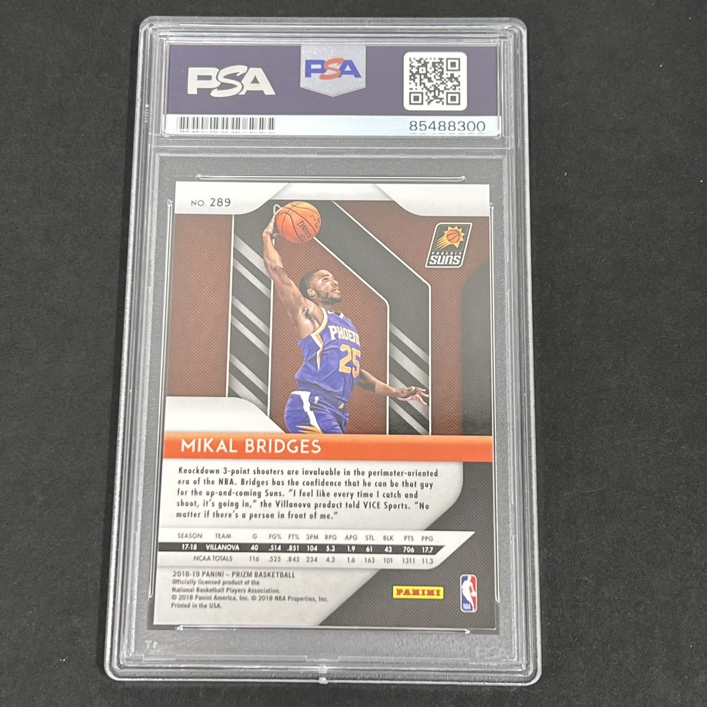 2018-19 Panini Prizm #289 Mikal Bridges RC signed card PSA