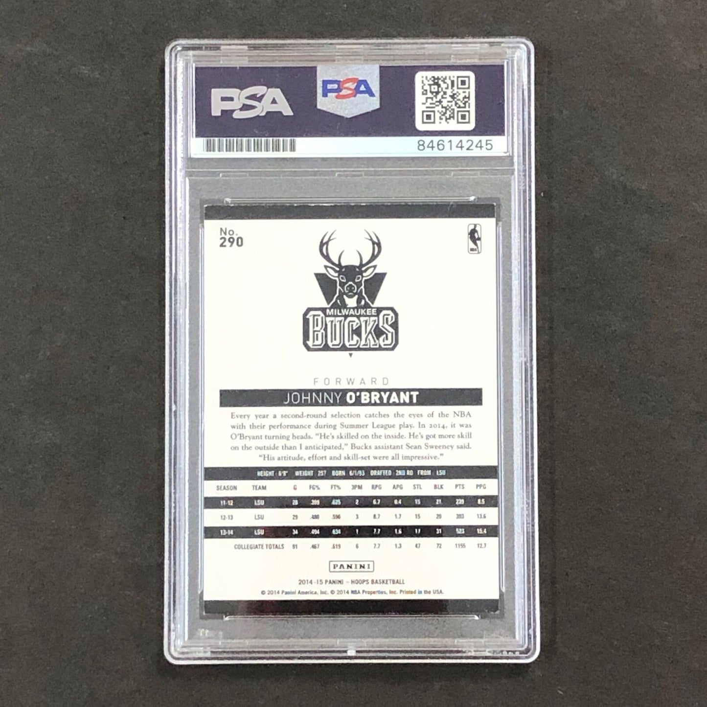 2014-15 NBA Hoops #290 Johnny O'Bryant Signed Card AUTO 10 PSA/DNA Slabbed RC Bu