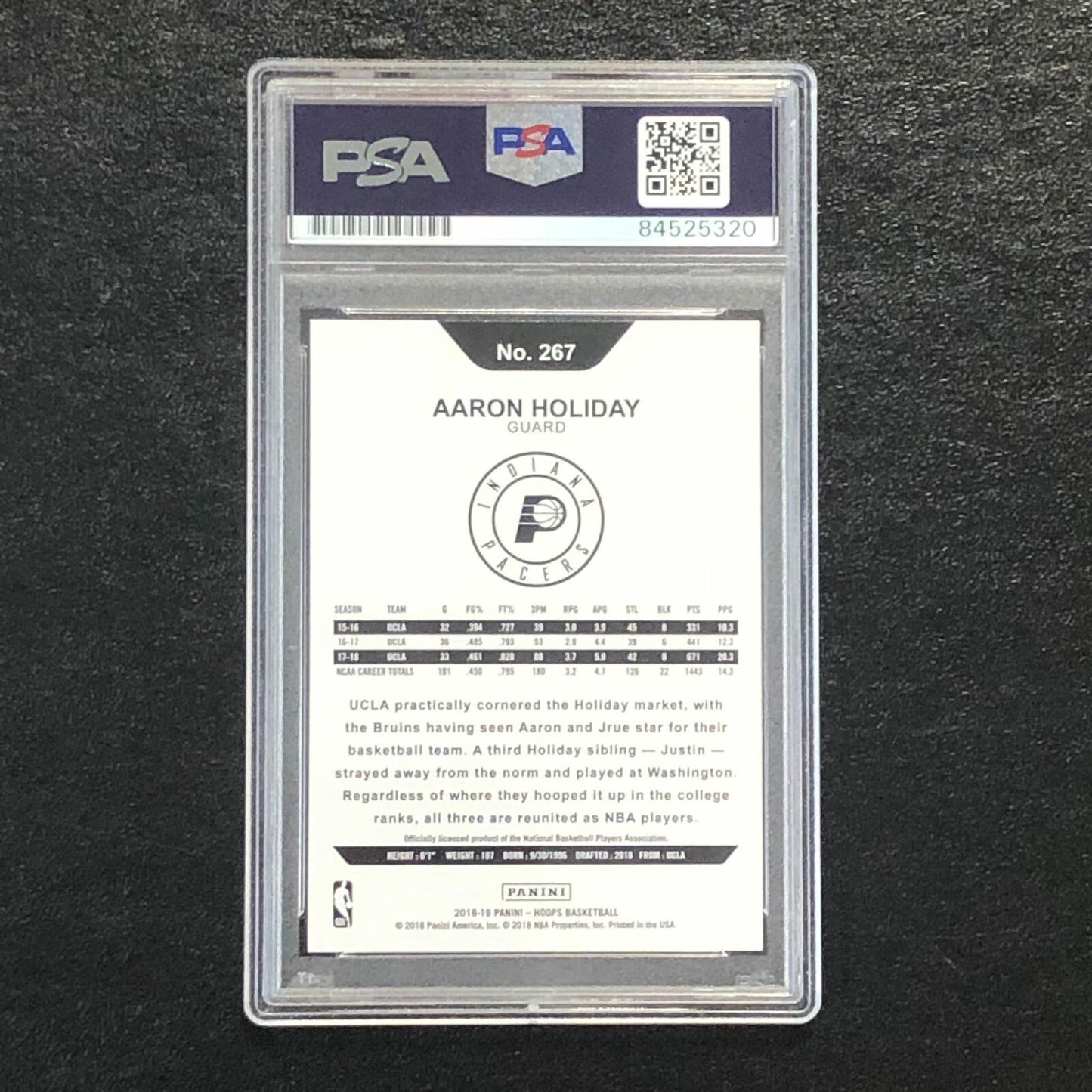 2018-19 NBA Hoops #267 Aaron Holiday Signed Rookie Card AUTO 10 PSA Slabbed RC P