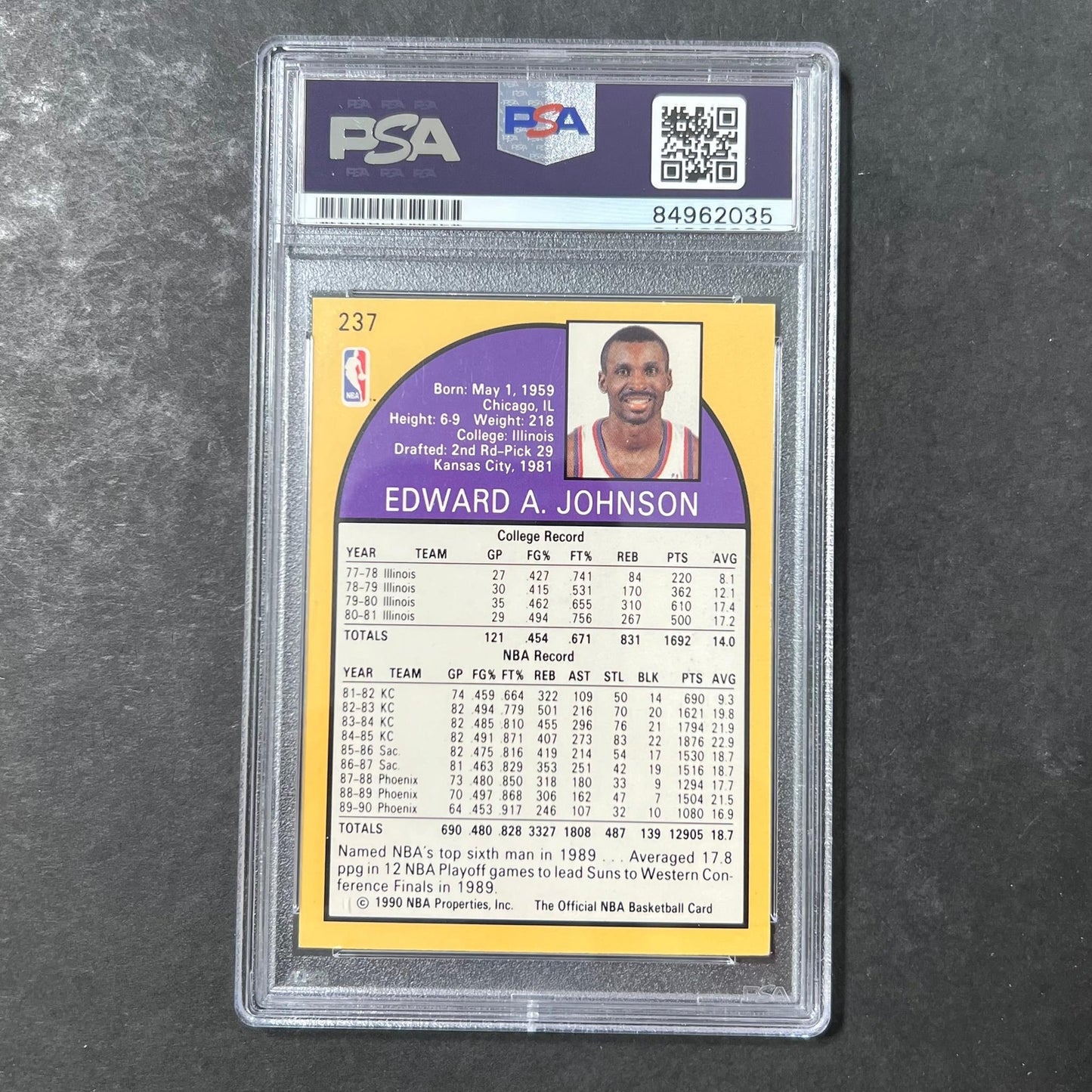 1990 NBA Hoops #237 Eddie Johnson Signed Card AUTO PSA/DNA Slabbed Suns