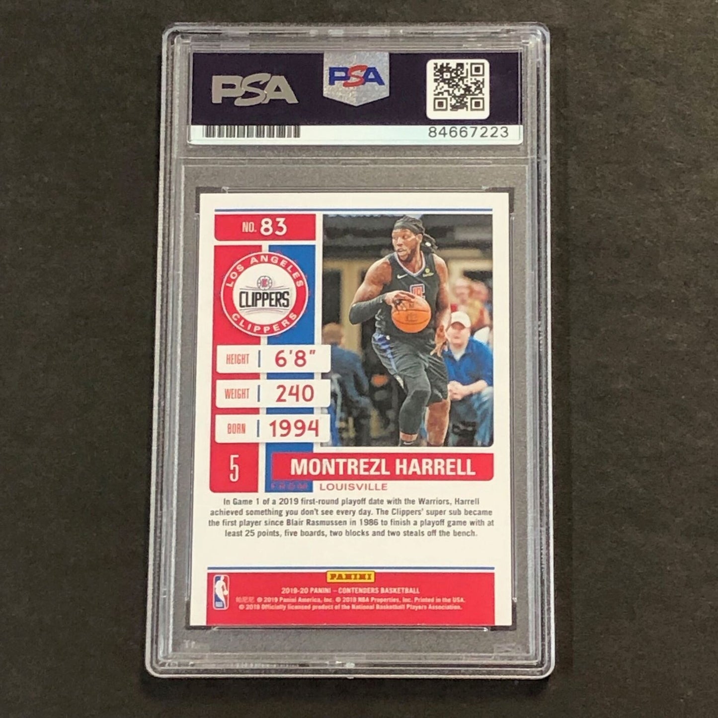 2019-20 NBA Panini Contenders #83 Montrezl Harrell Signed Card AUTO 10 PSA Slabb