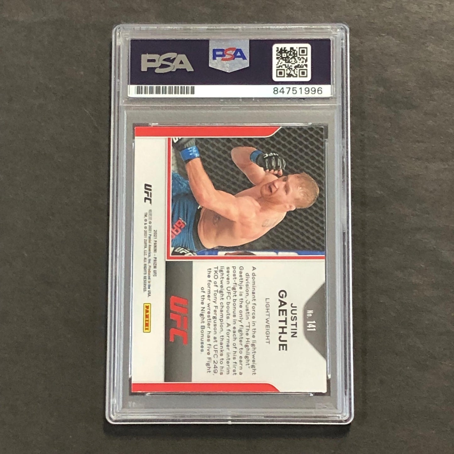 2021 Panini #141 Justin Gaethje Signed Card AUTO PSA Slabbed