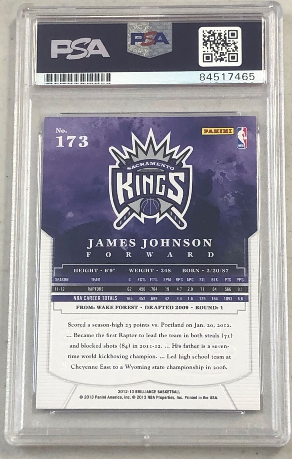 2012-13 Panini Brilliance #173 James Johnson Signed Card AUTO PSA/DNA Slabbed Ki