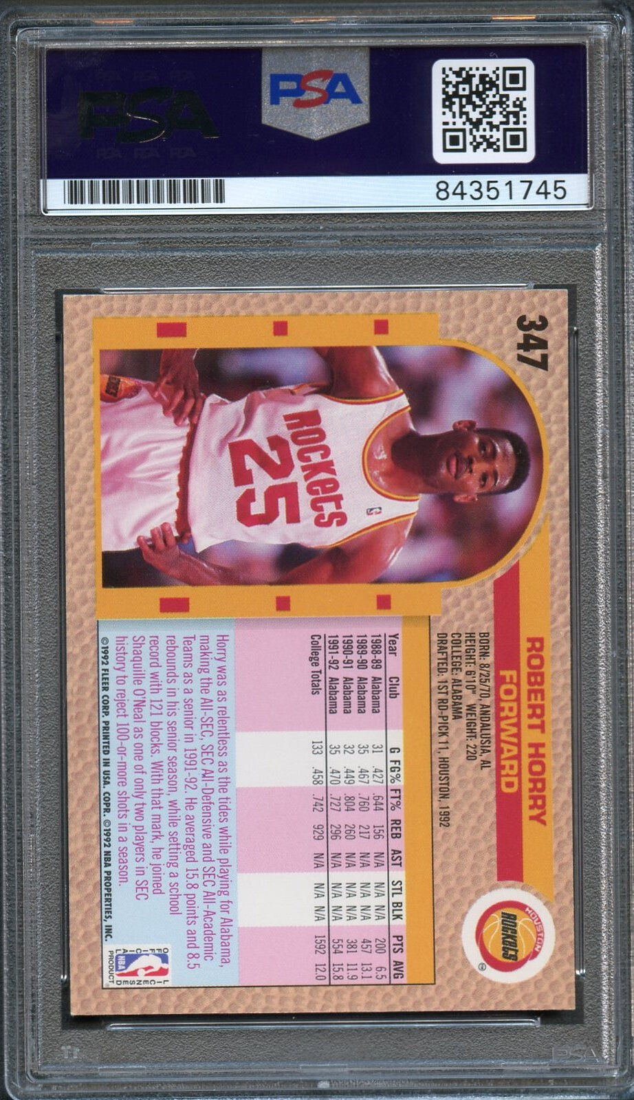 1992-93 Fleer #347 ROBERT HORRY Signed Card AUTO Grade 10 PSA Slabbed RC Rookie