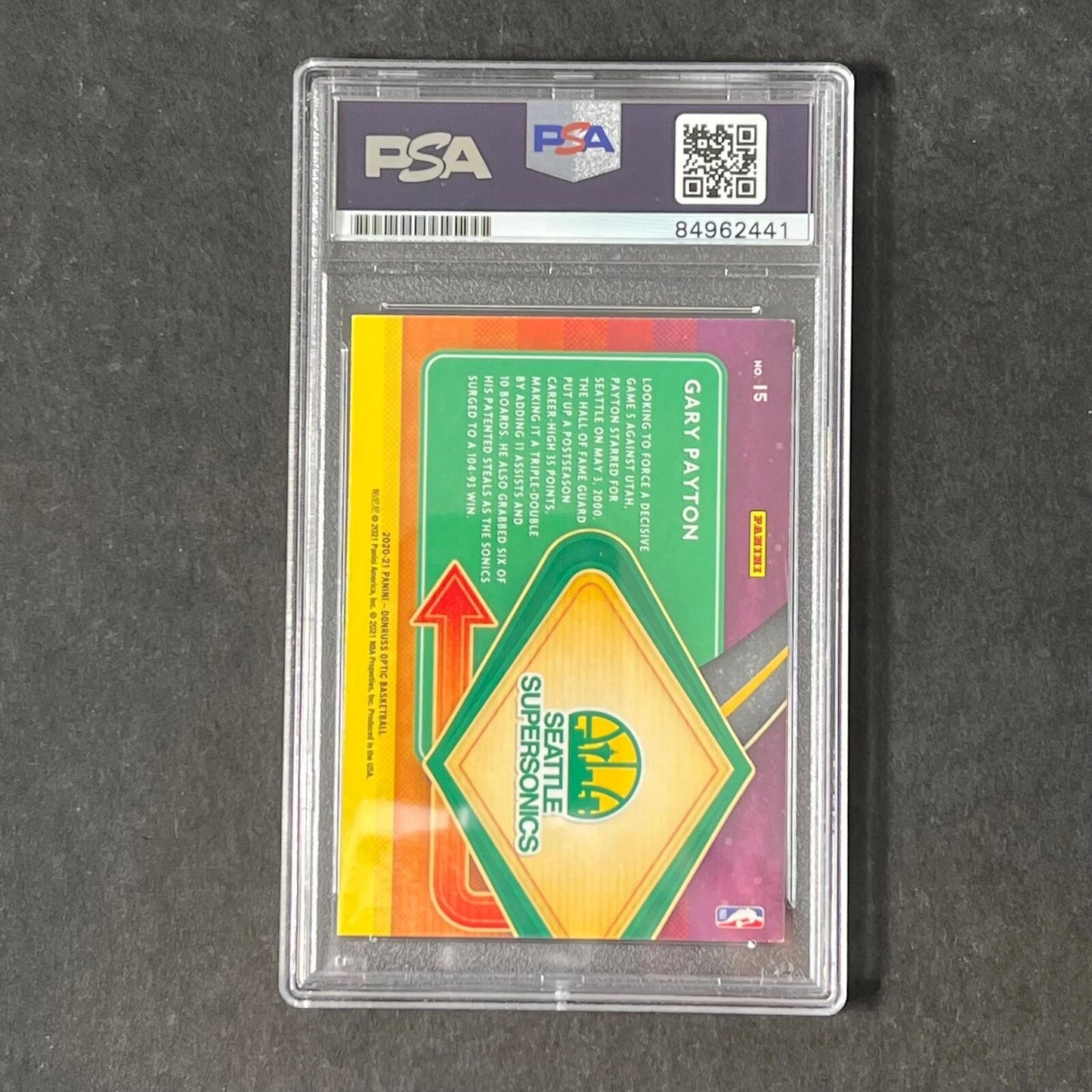 2020-21 Panini Donruss Optic #5 Gary Payton Signed Card AUTO PSA Slabbed Seattle