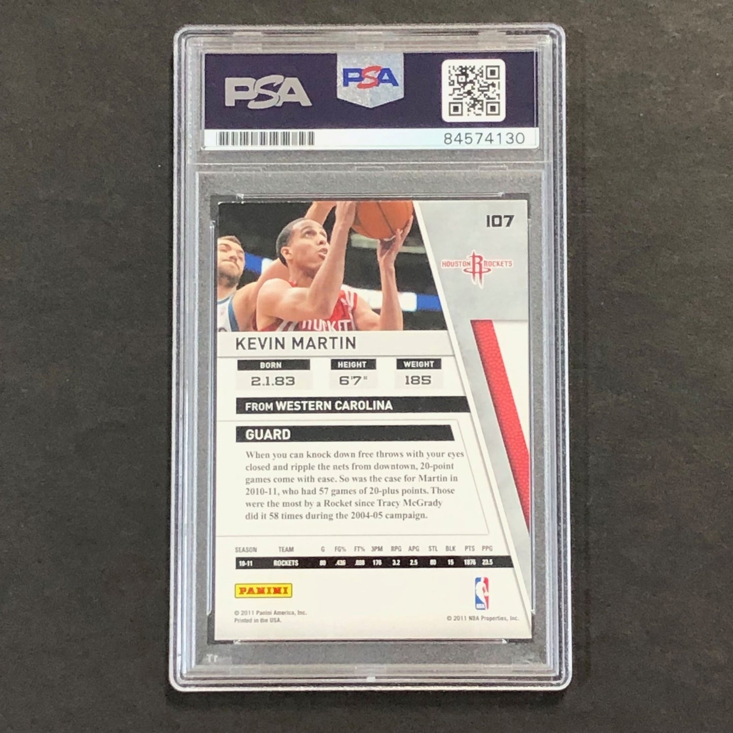 2010-11 Panini Season Update #107 Kevin Martin Signed Card AUTO PSA Slabbed Rock