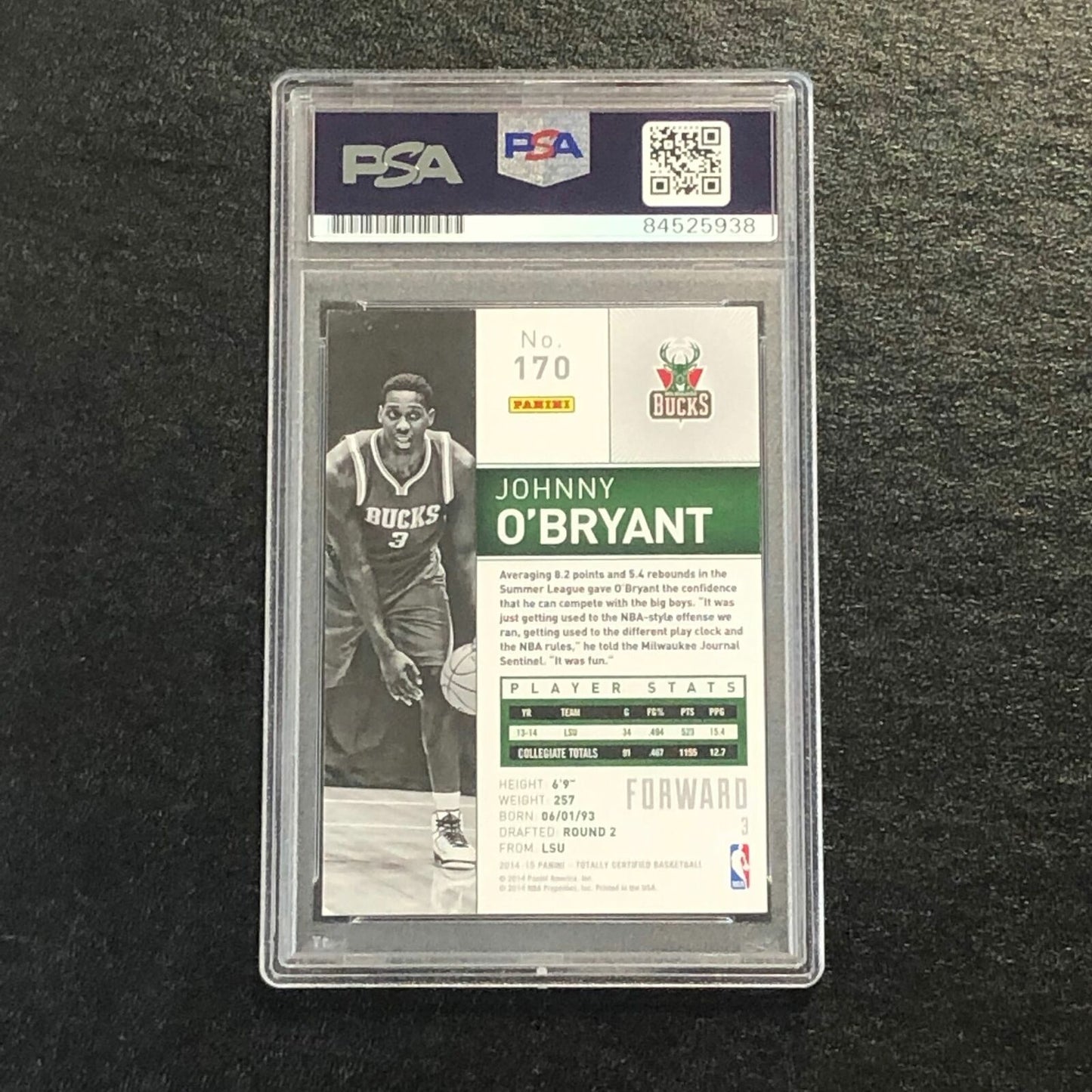 2014-15 Totally Certified #170 Johnny O'Bryant Signed Card AUTO PSA/DNA Slabbed