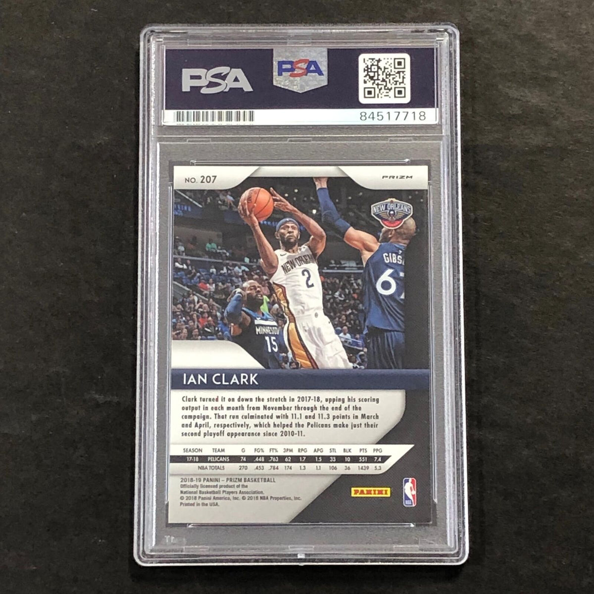2018-19 NBA Panini Prizm #207 Ian Clark Signed Card AUTO PSA Slabbed Pelicans