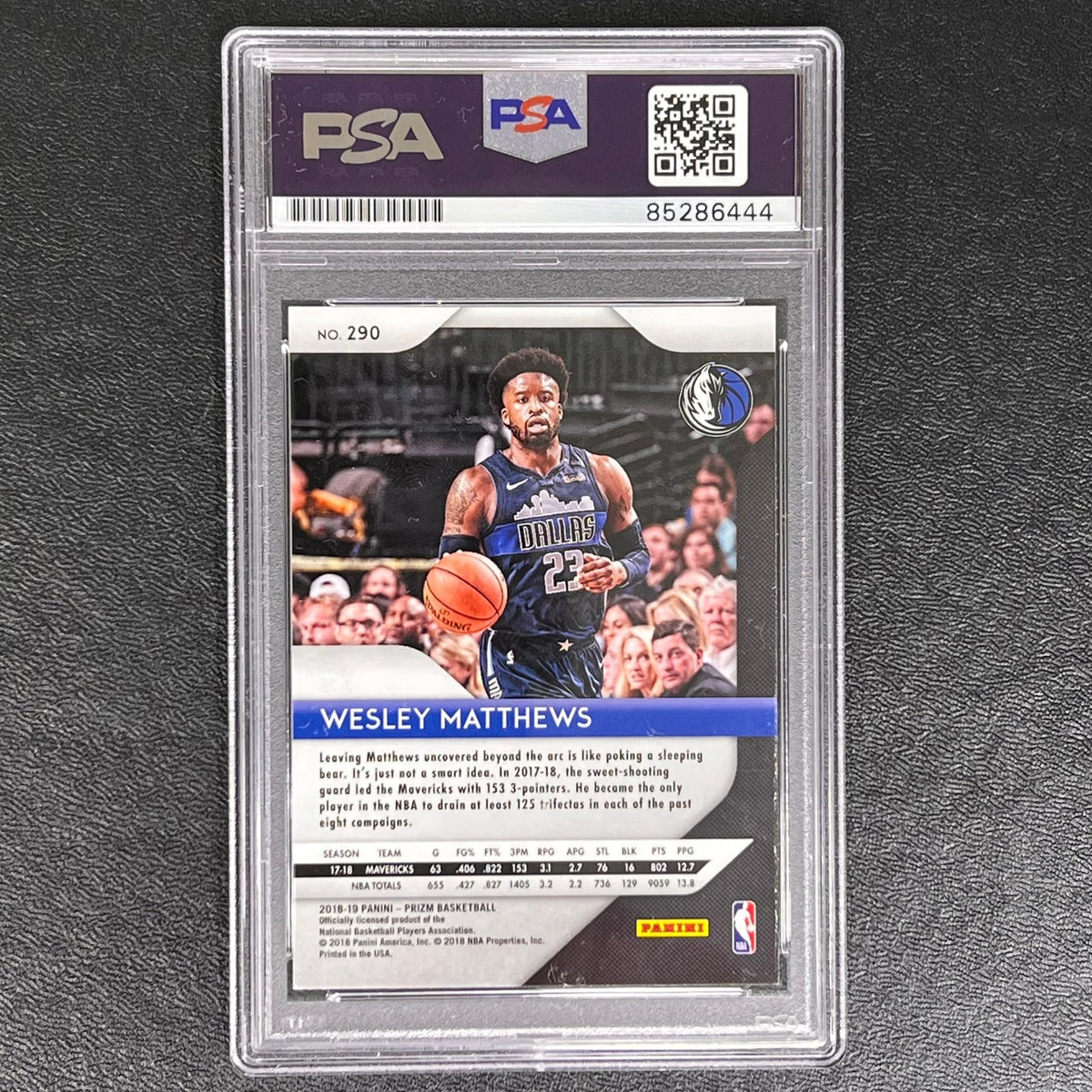 2018-19 Panini Prizm #290 Wesley Matthews Signed Card AUTO 10 PSA Slabbed Maveri