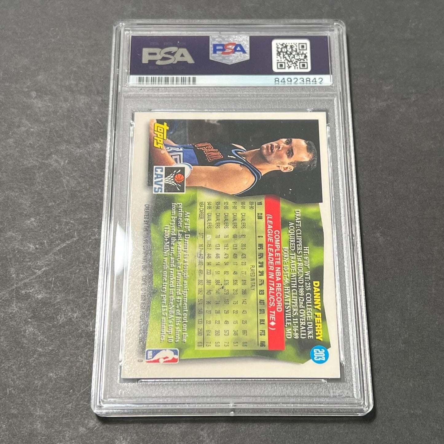 1995-96 Topps #203 Danny Ferry Signed Card AUTO PSA Slabbed Cavs