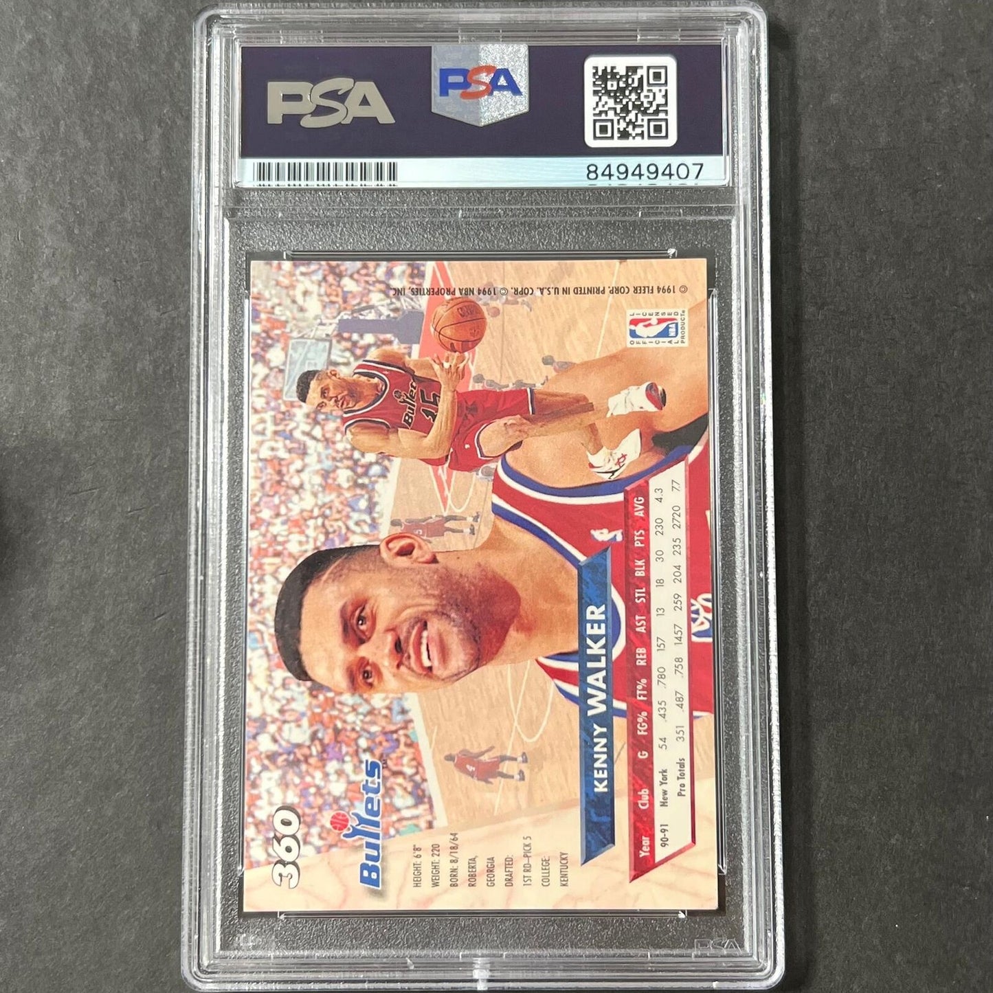 1993-94 Fleer Ultra #360 Kenny Walker Signed Card AUTO PSA Slabbed Bullets