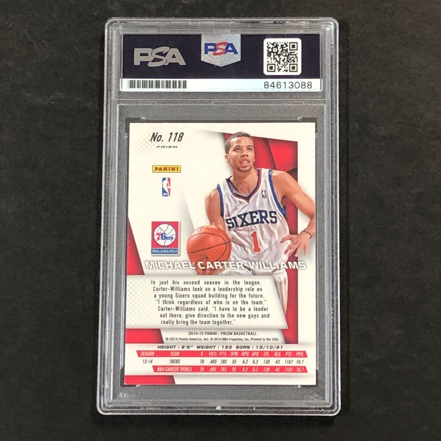 2014-15 Panini Prizm Red White & Blue #118 Michael Carter-Williams Signed Card P