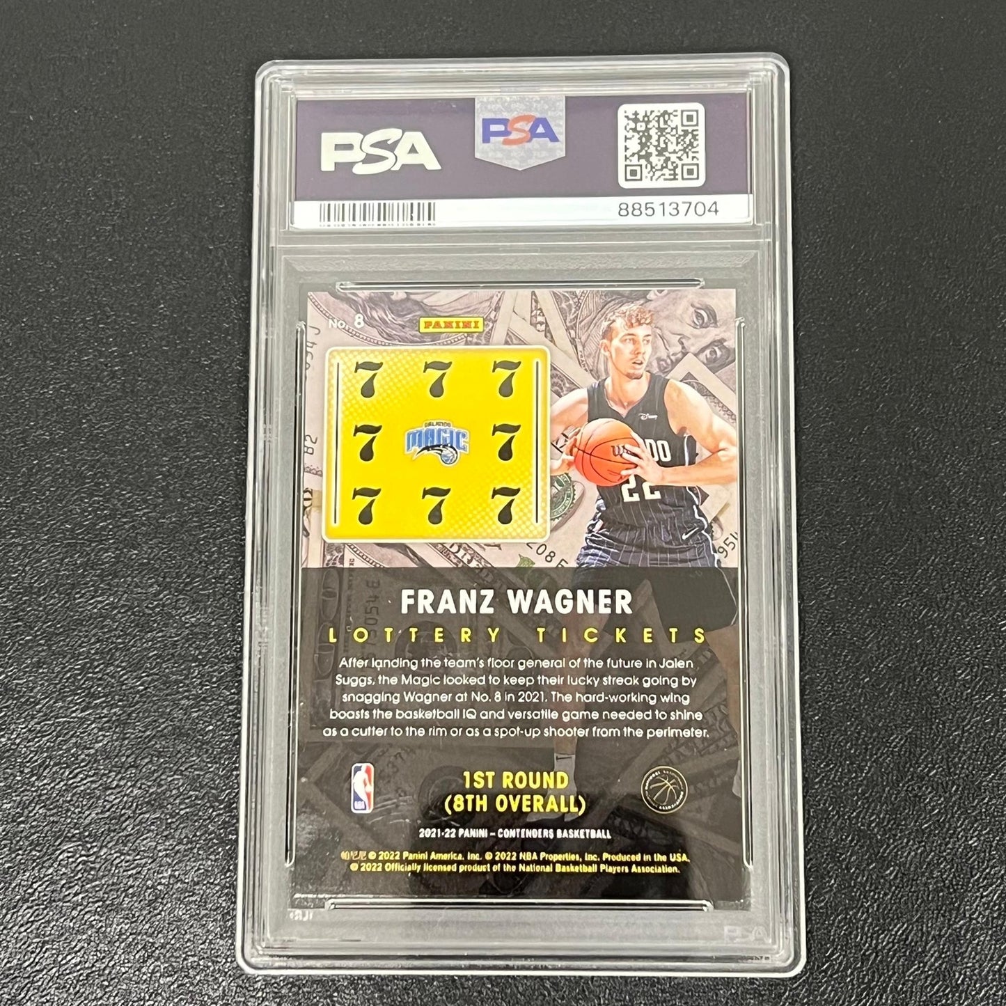 2021-22 Panini Contenders Lottery Ticket #8 Franz Wagner Signed Card AUTO PSA Sl