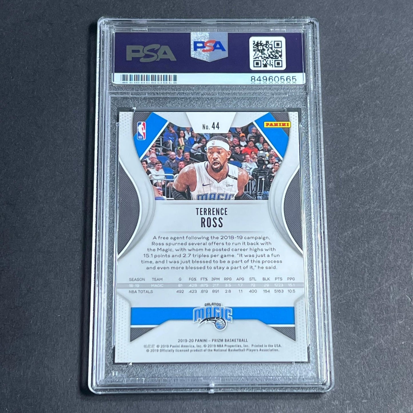 2019-20 Panini Prizm #44 Terrence Ross Signed Card AUTO PSA Slabbed Magic
