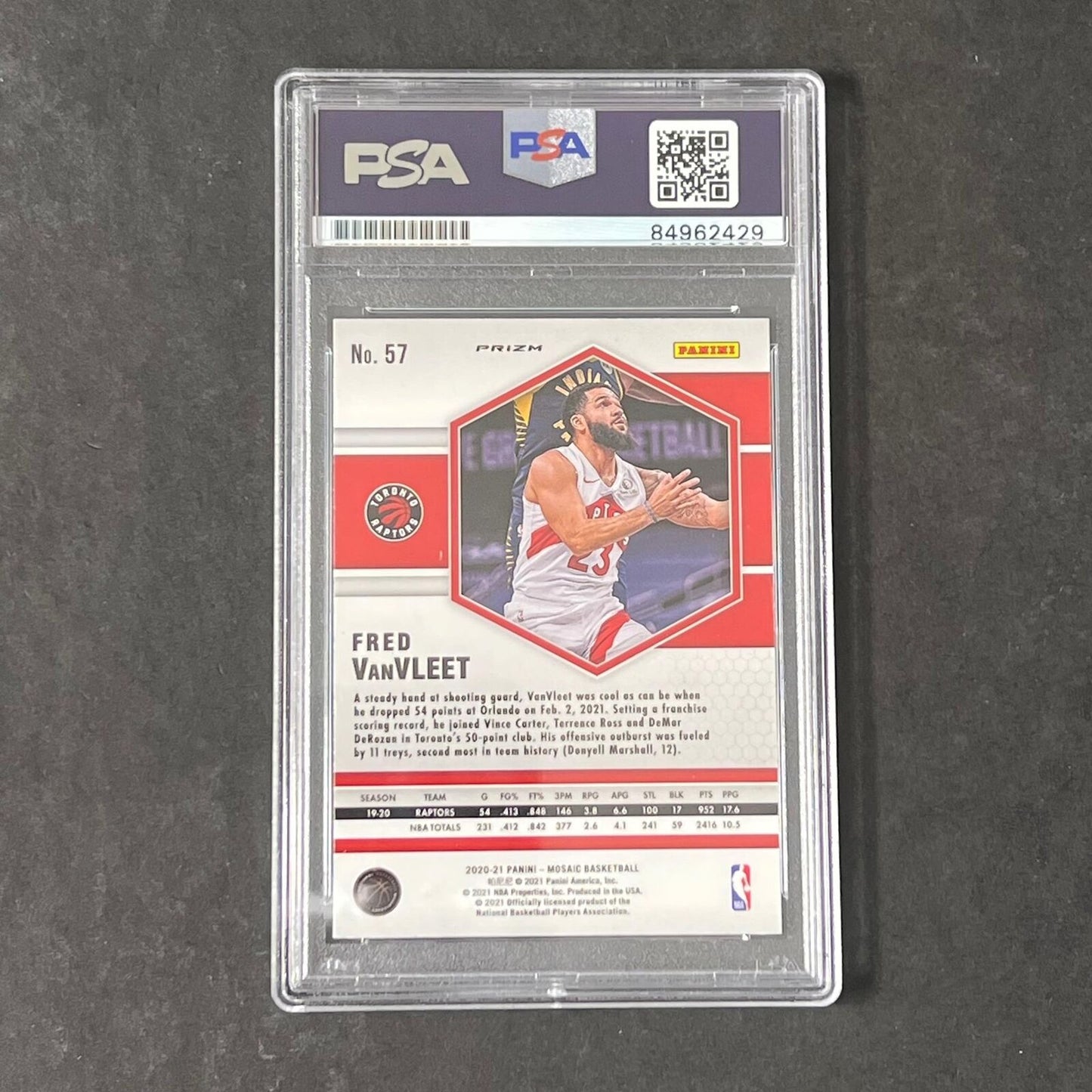2020-21 Panini Mosaic #57 Fred VanVleet Signed Card AUTO PSA Slabbed Raptors