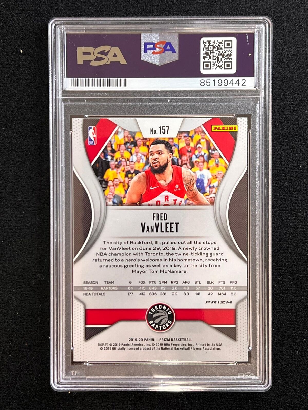 2019-20 Panini Prizm #157 Fred VanVleet Signed Card AUTO PSA Slabbed Raptors