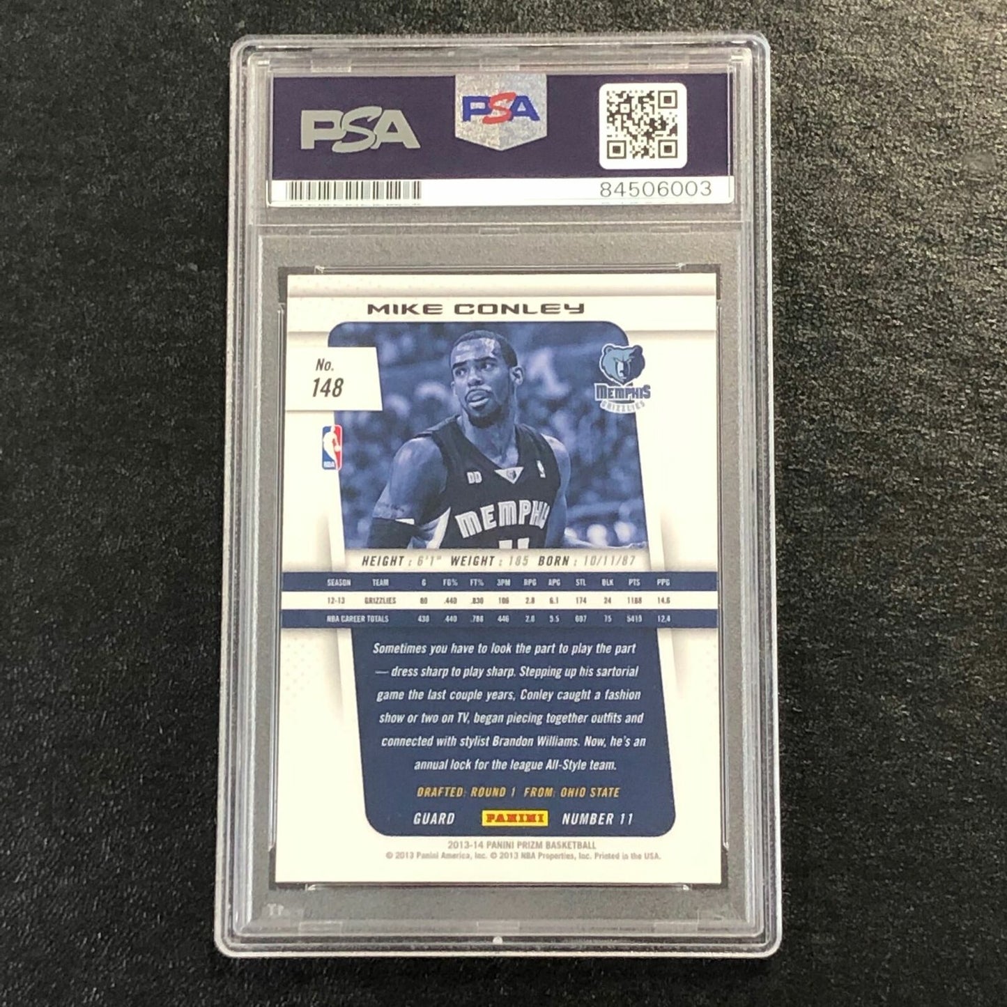 2013-14 Panini Prizm #148 Mike Conley signed Auto Card PSA/DNA Slabbed Grizzlies