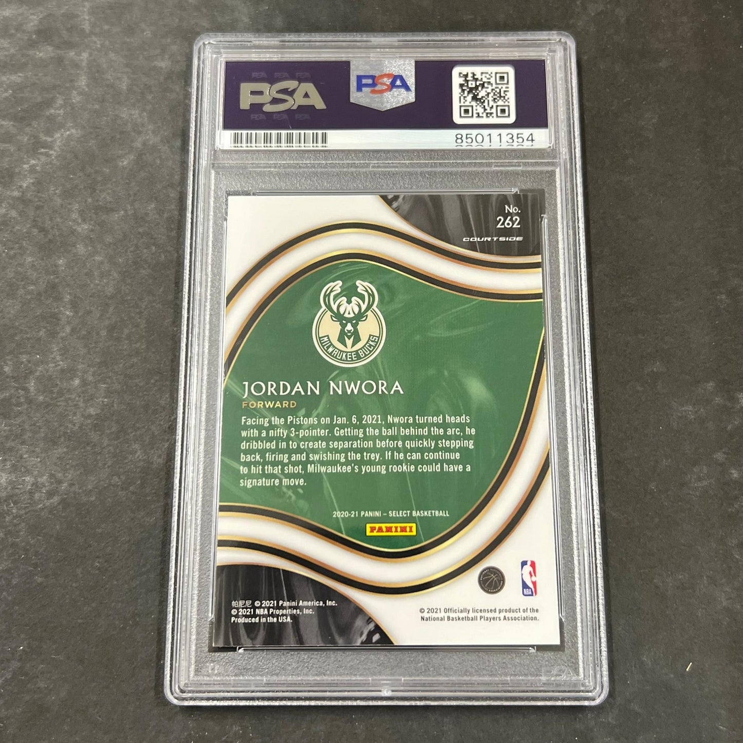 2020-21 Panini Select #262 Jordan Nwora Signed Card AUTO PSA/DNA Slabbed RC Buck