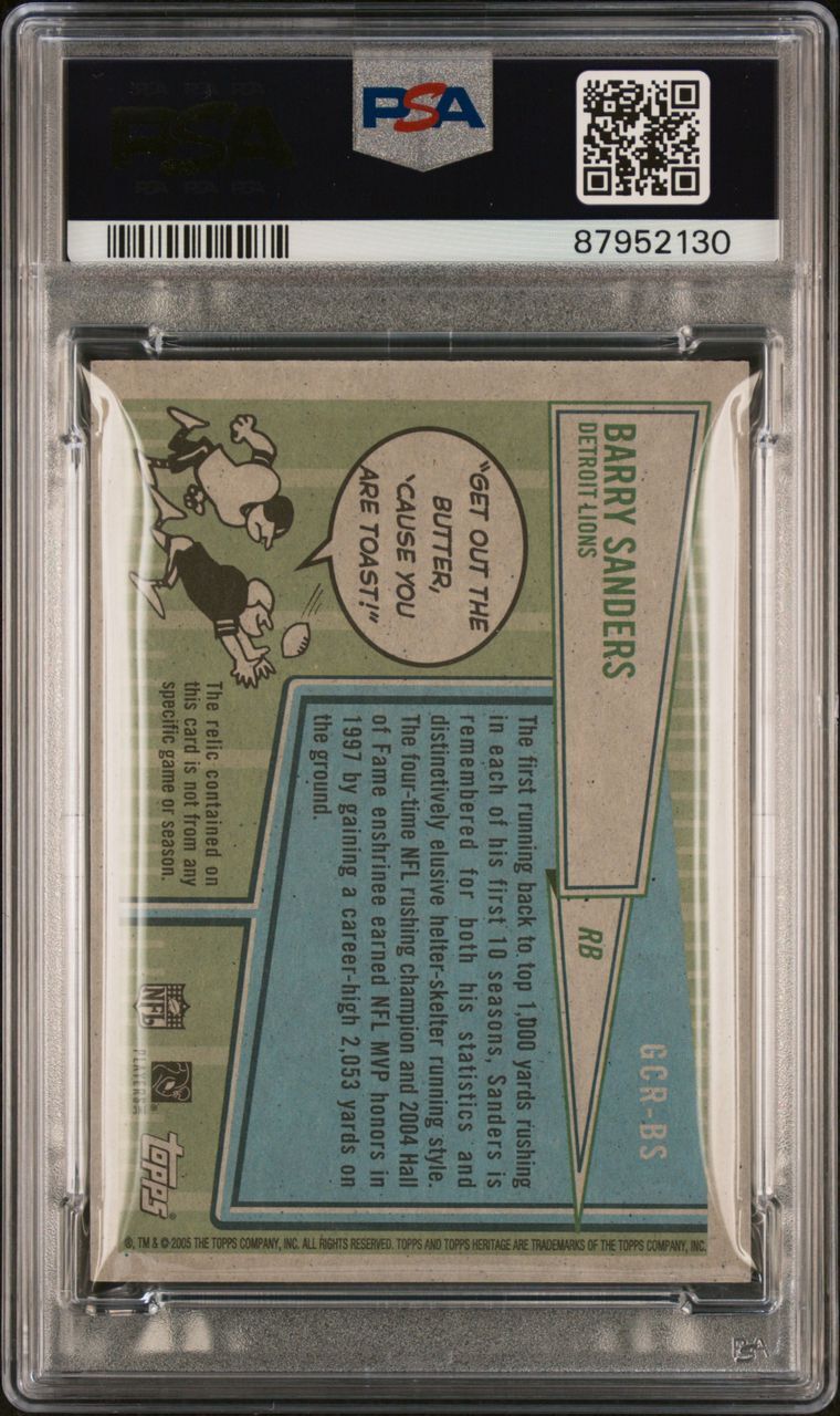 2005 Topps Heritage Gridiron Collection Relic #GCRBS Barry Sanders Signed PSA Au
