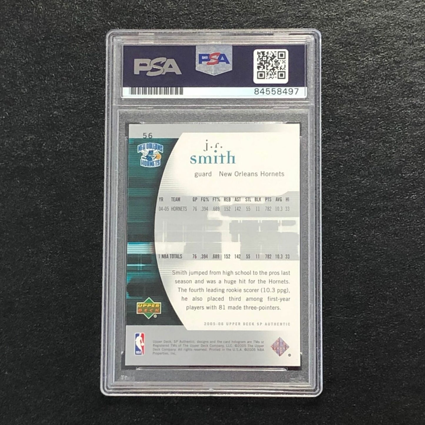 2005-06 SP Authentic #56 J.R. Smith Signed AUTO PSA Slabbed Hornets
