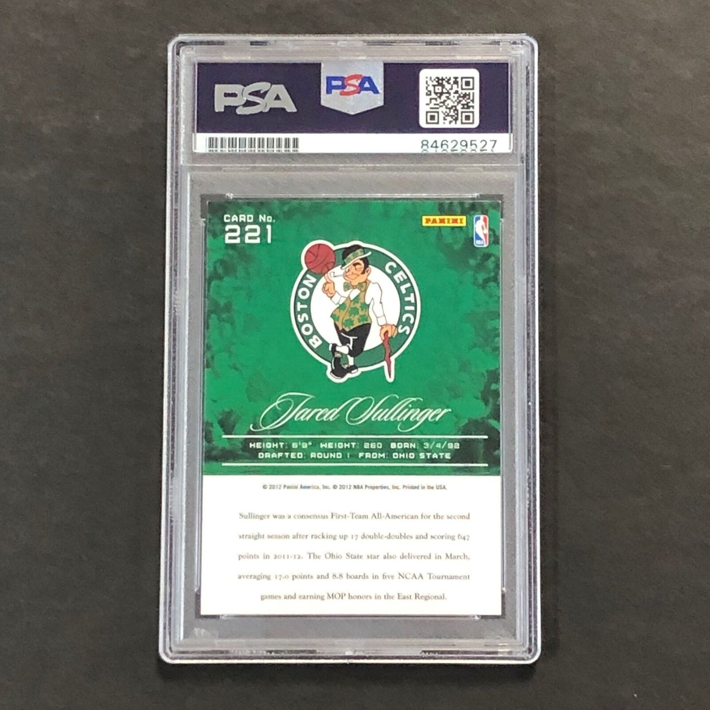 2012-13 Panini Prestige #221 Jared Sullinger Signed Card AUTO 10 PSA/DNA Slabbed