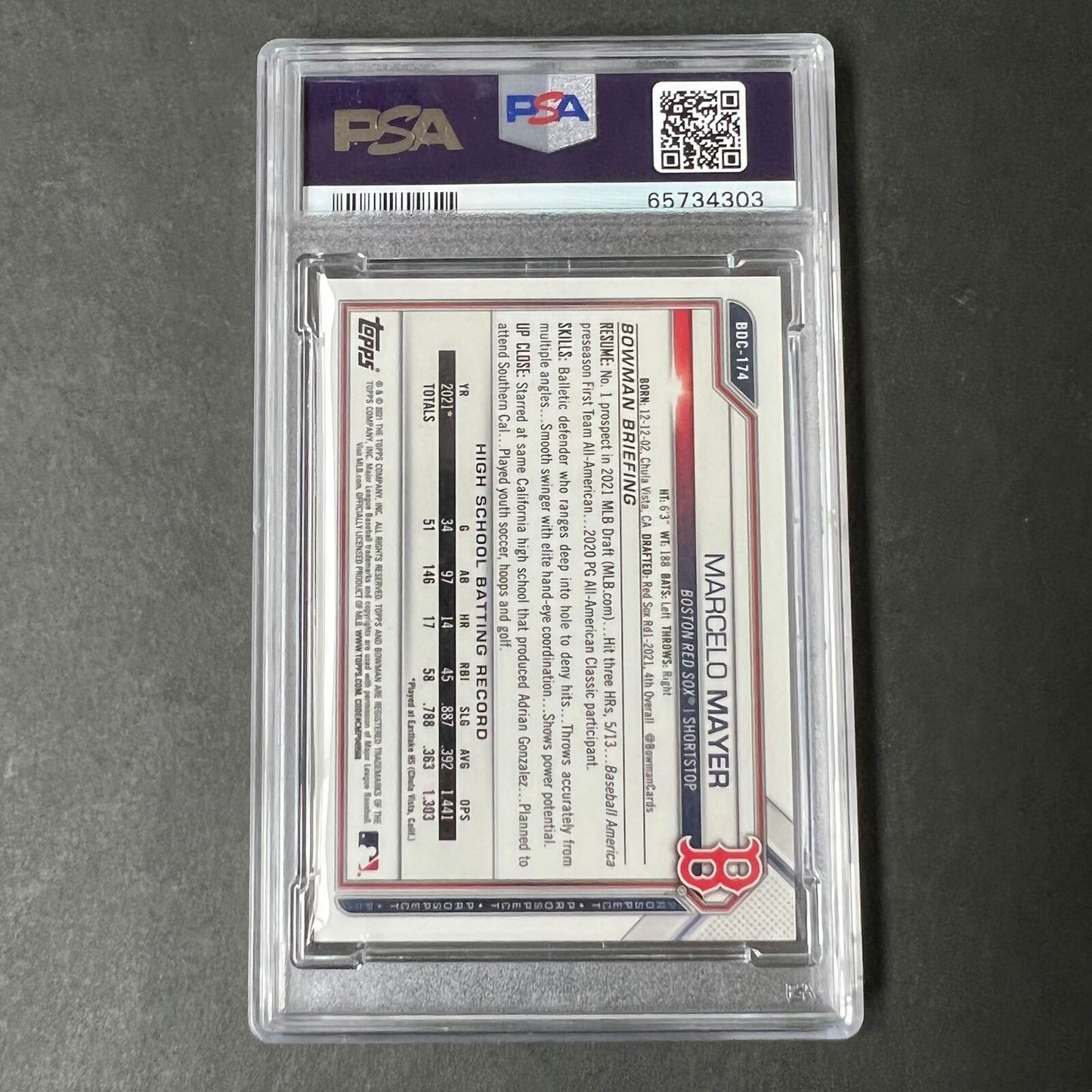 2021 Bowman Chrome Green 1st #BDC-174 Marcelo Mayer Signed Card PSA 9 AUTO 10 RC