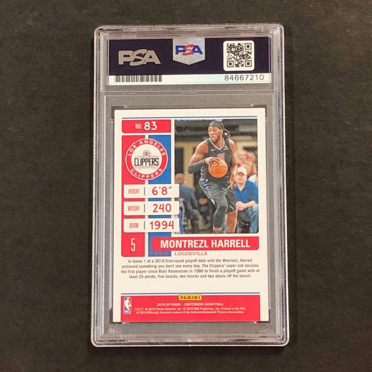 2019-20 NBA Panini Contenders #83 Montrezl Harrell Signed Card AUTO 10 PSA Slabb