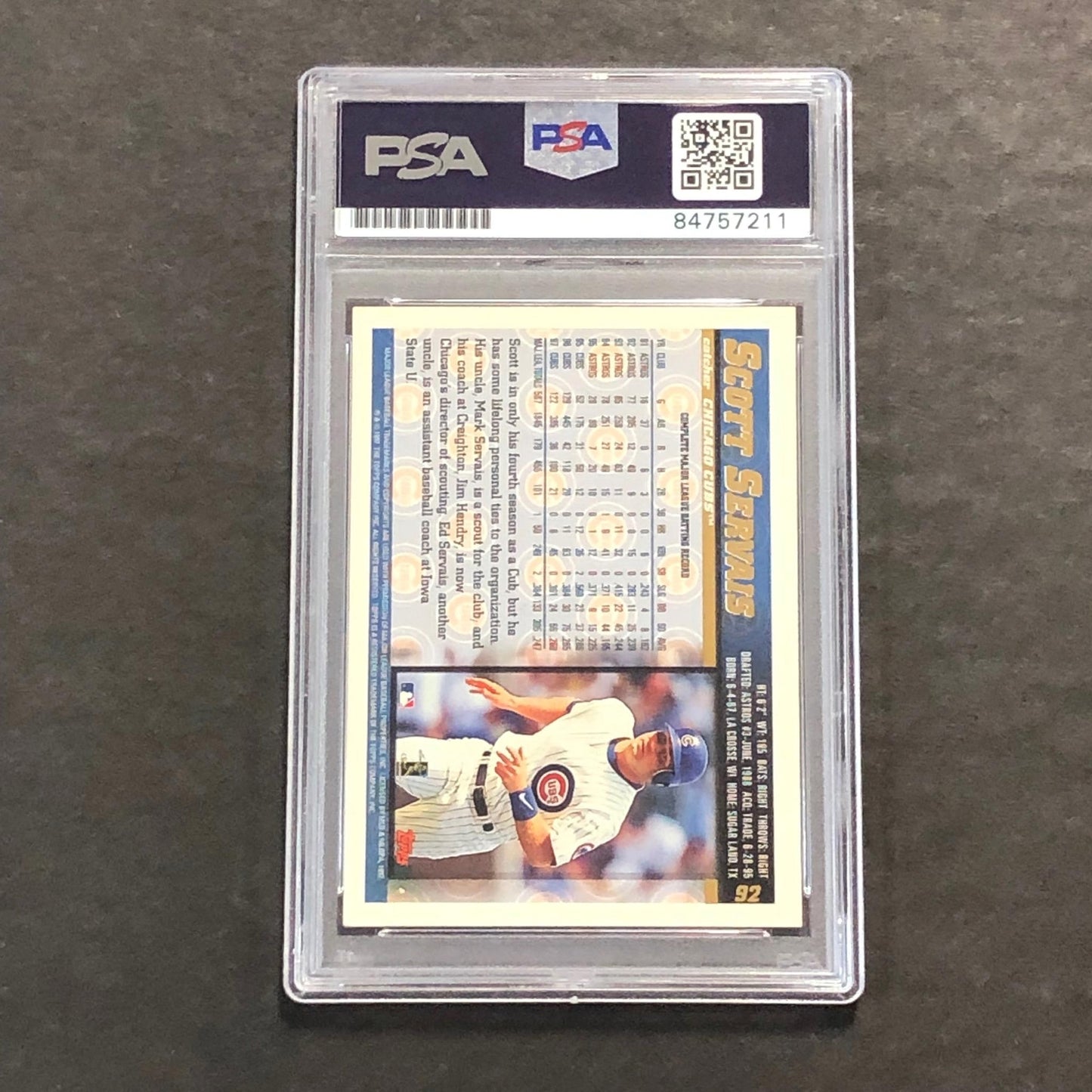 1998 Topps #92 Scott Servais Signed Card PSA Slabbed Auto 10 Cubs