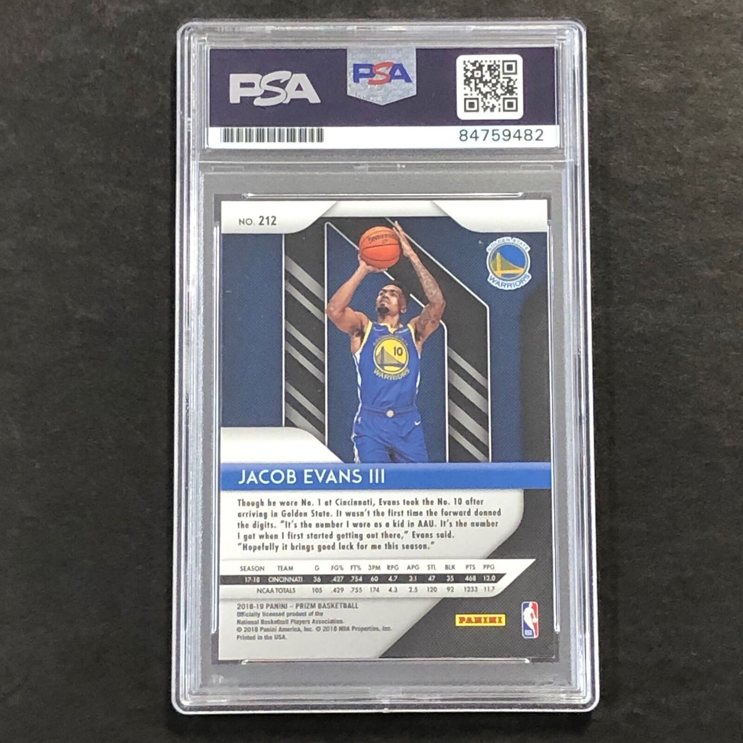 2018-19 Panini Prizm #212 Jacob Evans Signed Rookie Card AUTO PSA Slabbed RC War