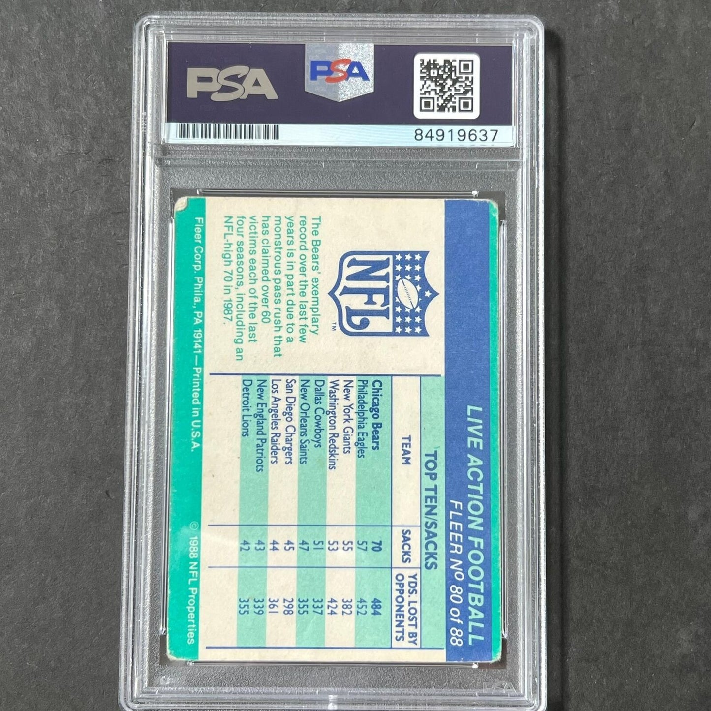 1998 Fleer 80/88 Matt Suhey Signed Card PSA Slabbed Auto Chicago Bears
