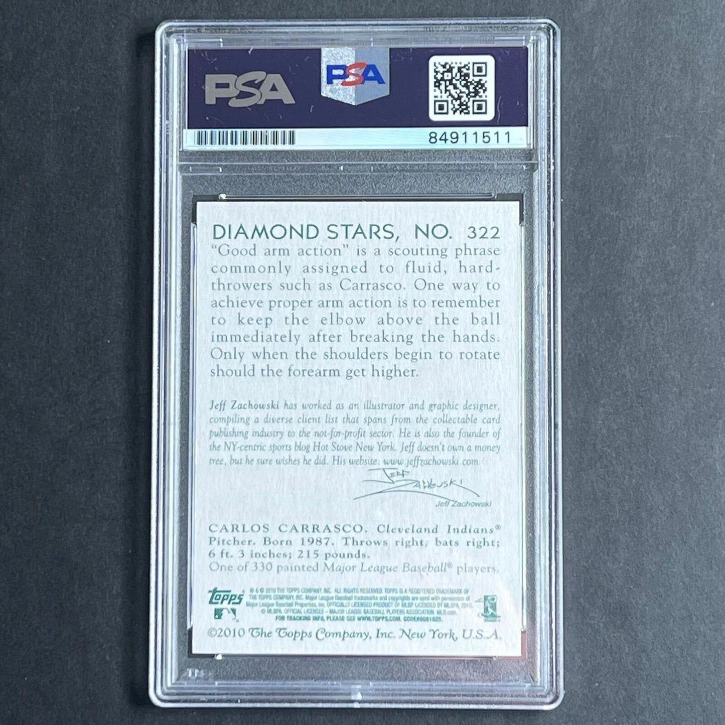 2010 Topps Diamond Stars #322 Carlos Carrasco Signed Card PSA Slabbed Auto 10 Cl