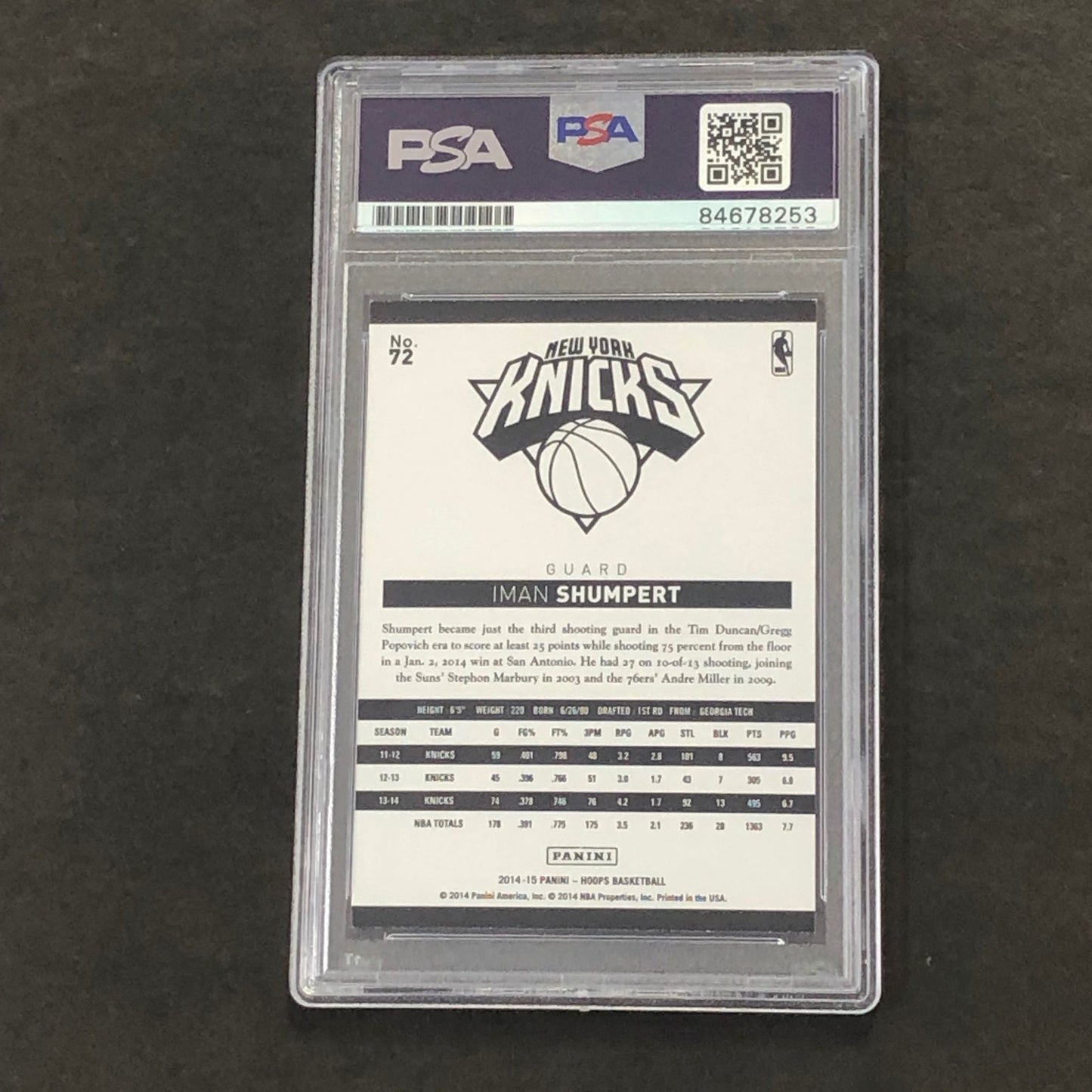 2014-15 Panini NBA Hoops #72 Iman Shumpert Signed Card AUTO PSA Slabbed Knicks