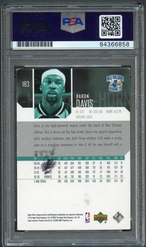 2003-04 Upper Deck #183 Baron Davis Signed AUTO PSA Slabbed Hornets
