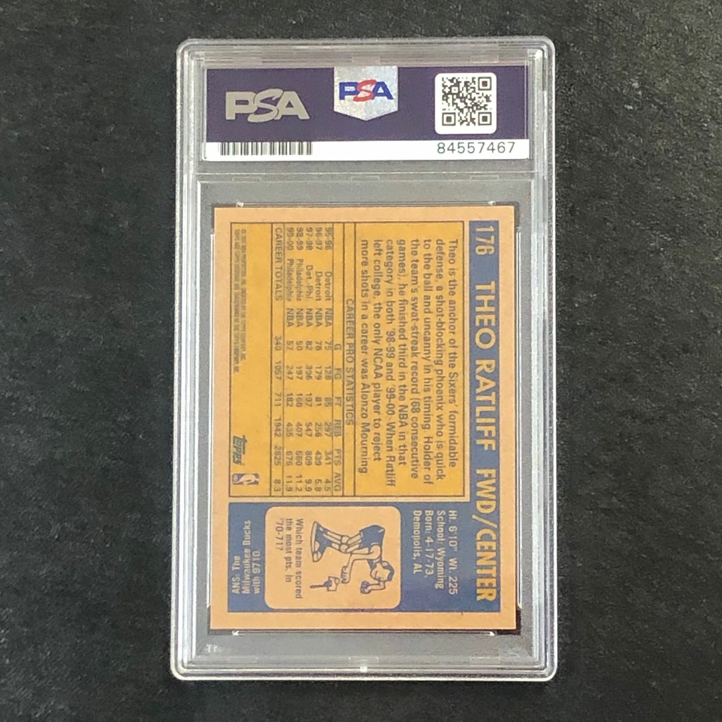 2000-01 Topps Heritage #176 Theo Ratliff Signed Card AUTO PSA Slabbed 76ers