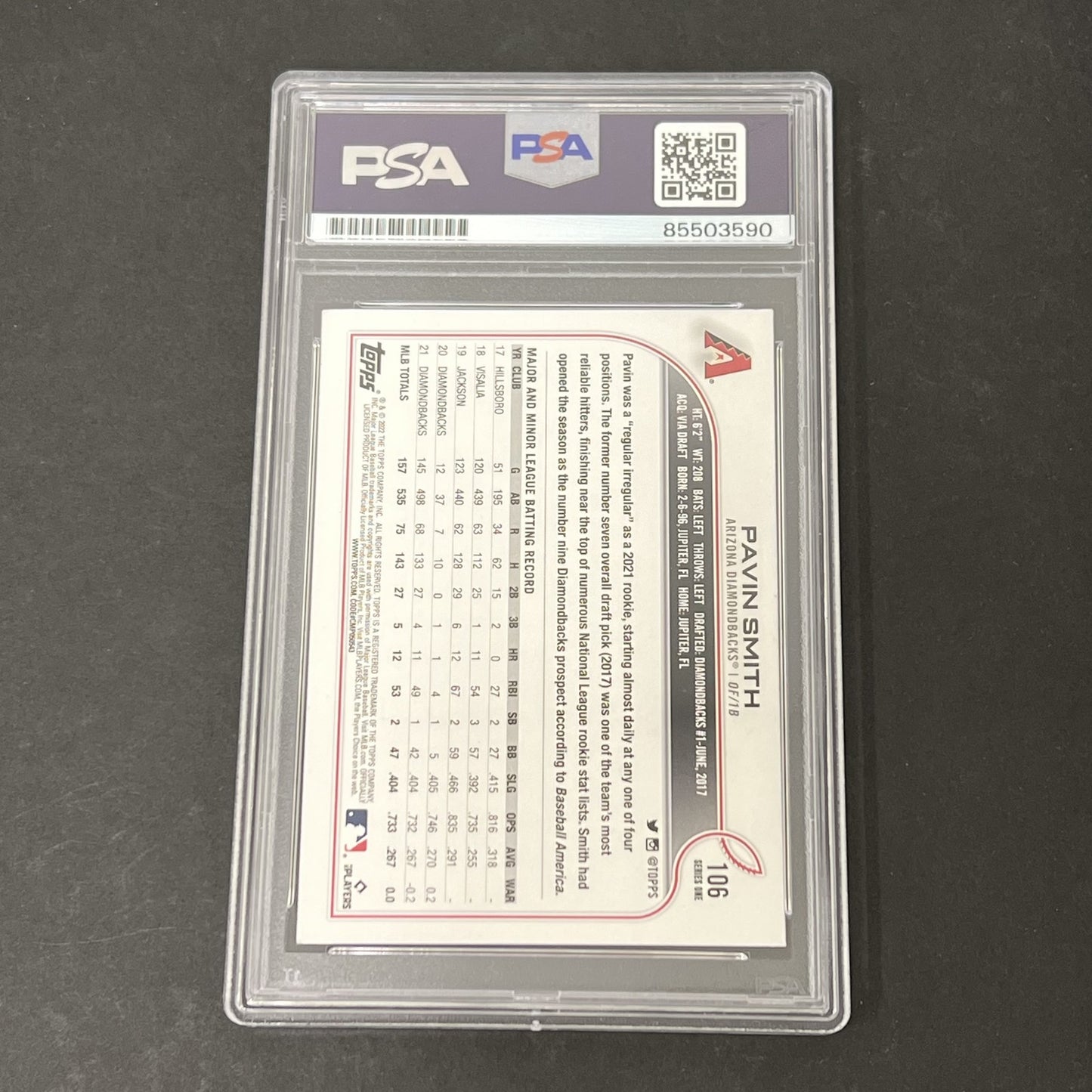 2022 Topps Series 1 #106 Pavin Smith signed card PSA
