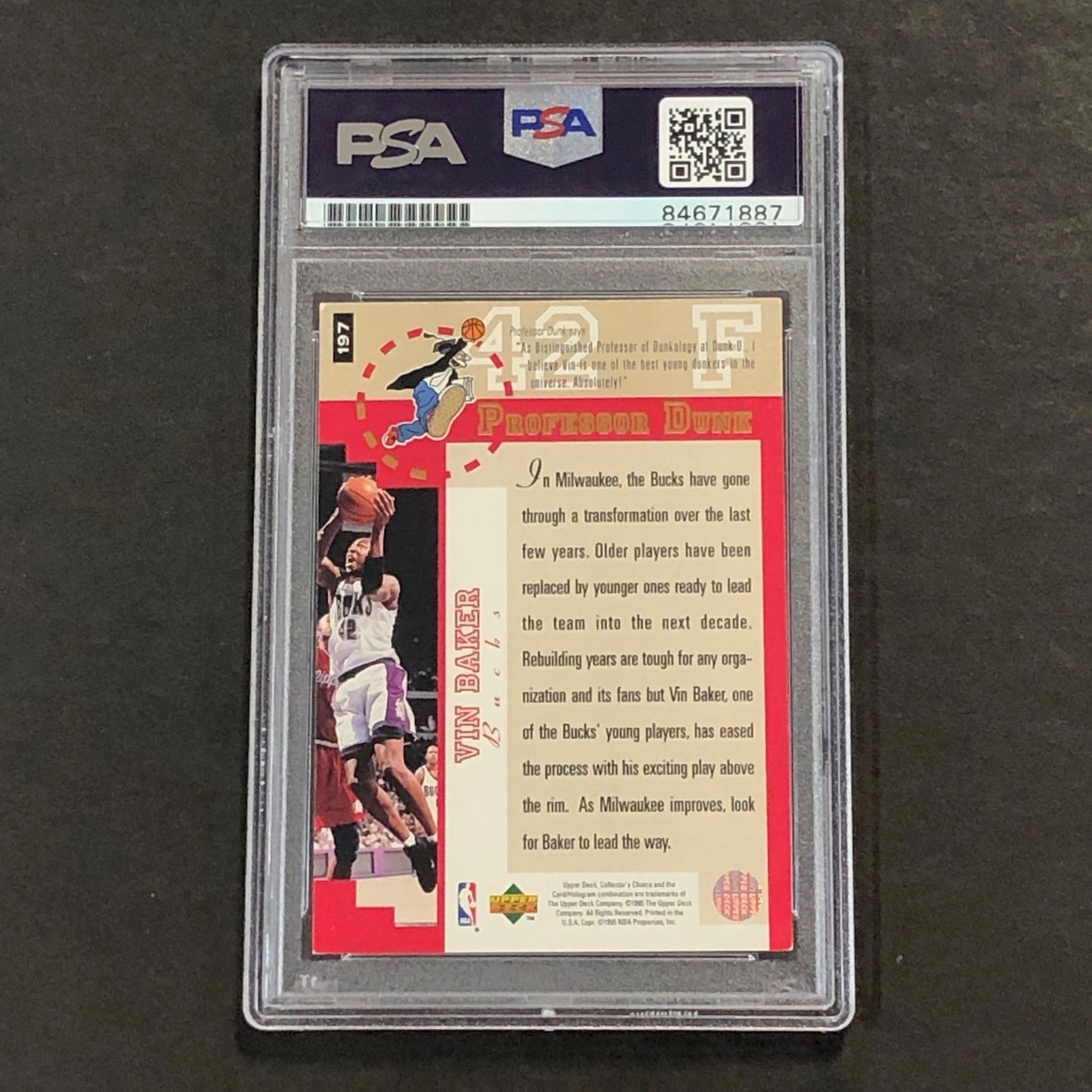 1995-96 Upper Deck Collector's Choice #197 Vin Baker Signed Card PSA/DNA Slabbed