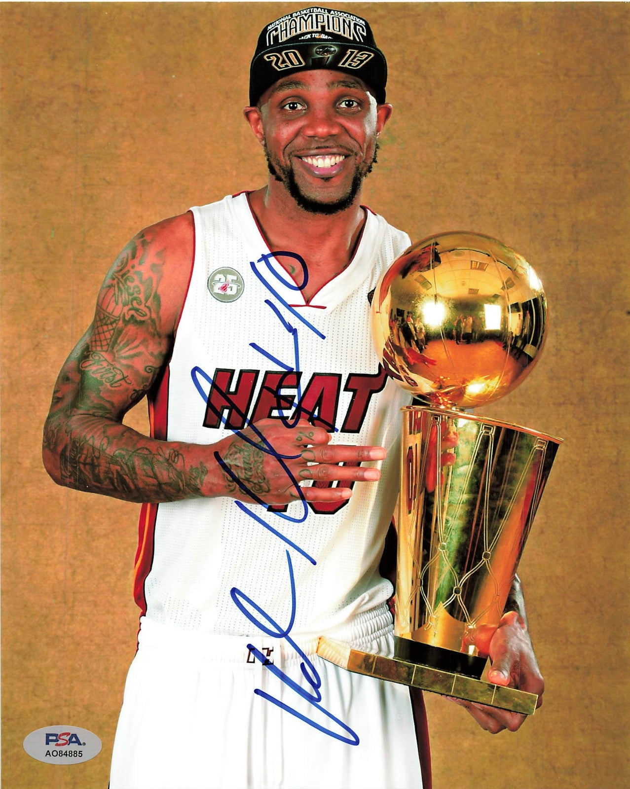 Udonis Haslem Signed 8x10 Photo PSA Miami Heat