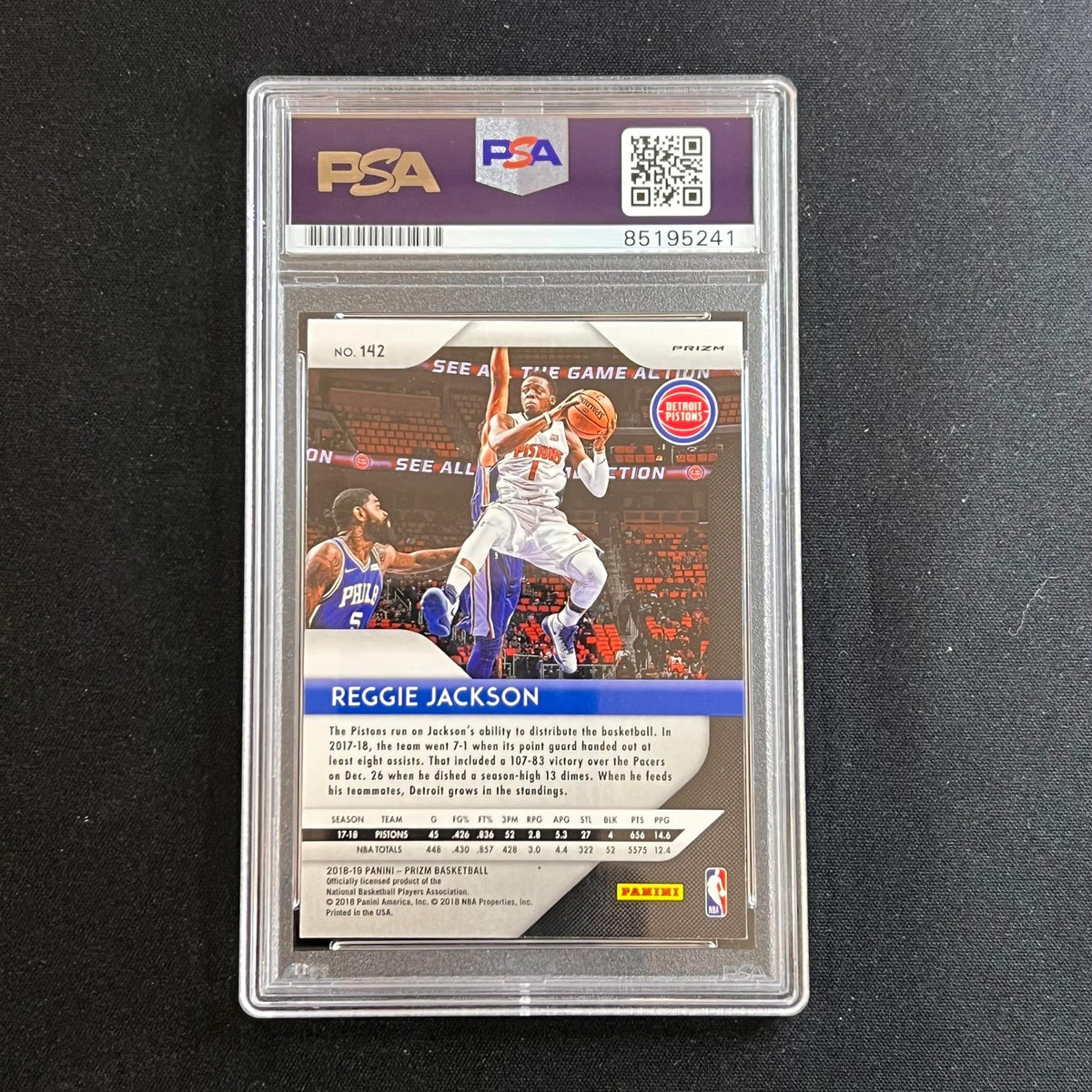 2018-19 Panini Prizm RWB #142 Reggie Jackson Signed Card AUTO PSA Slabbed Piston