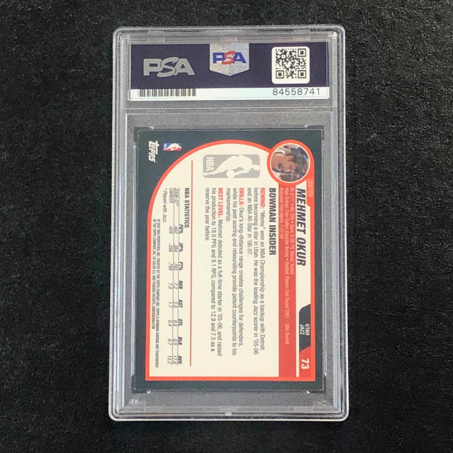 2007-08 Bowman Chrome #73 Mehmet Okur Signed Card AUTO PSA Slabbed Jazz