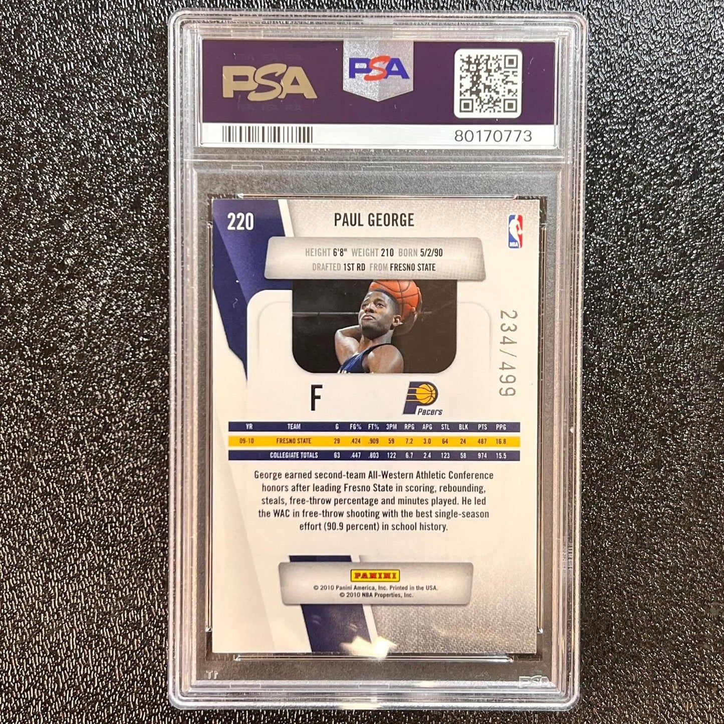 2010-11 Panini Prestige Bonus Shots Orange #220 PAUL GEORGE Signed Rookie Card P