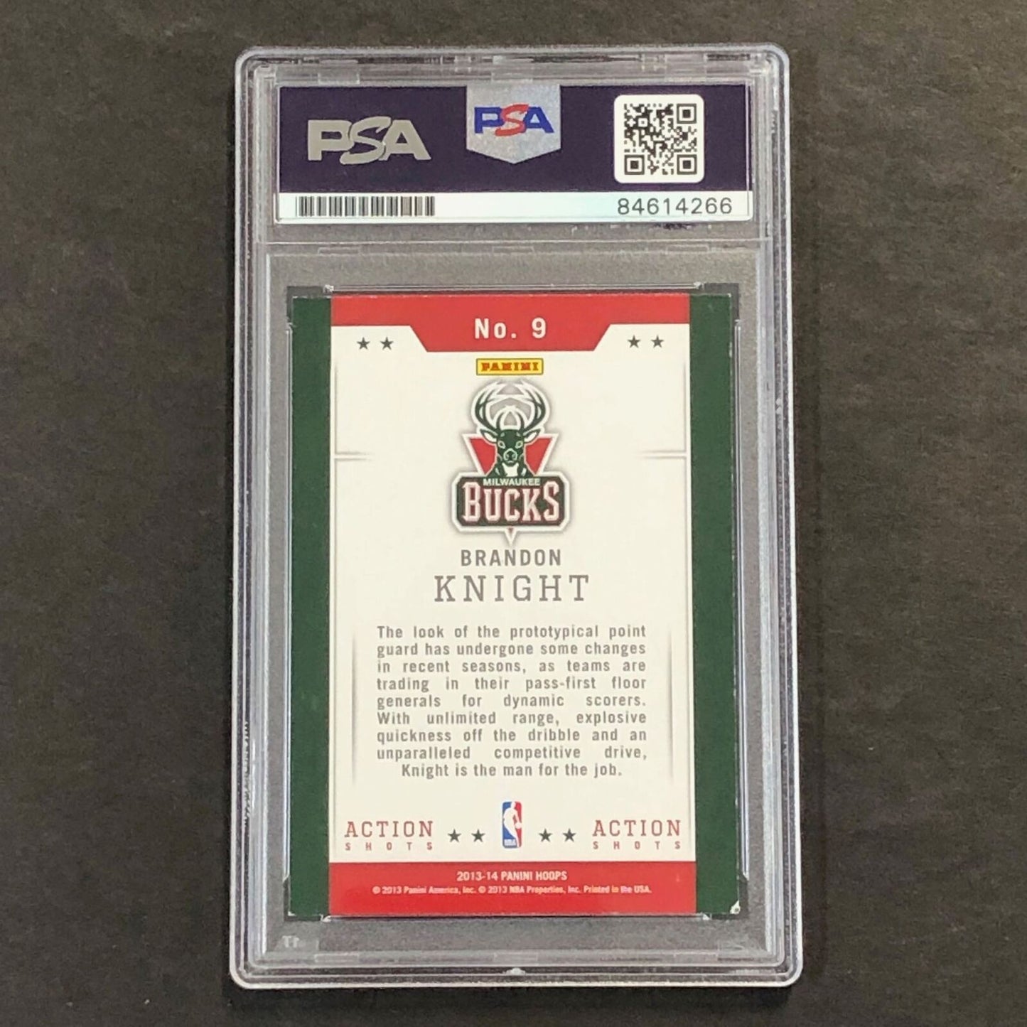 2013-14 NBA Hoops Action Shots #9 Brandon Knight Signed Card AUTO 10 PSA Slabbed