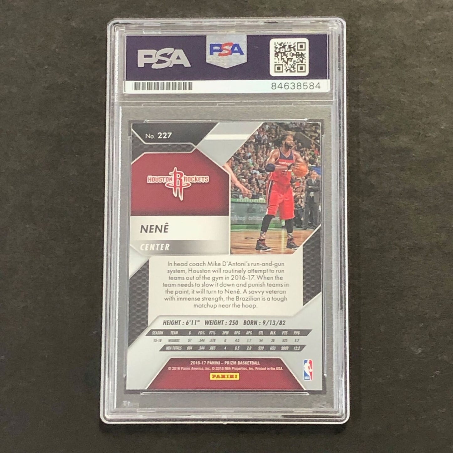 2016-17 Panini Prizm #227 Nene Signed AUTO PSA Slabbed Wizards