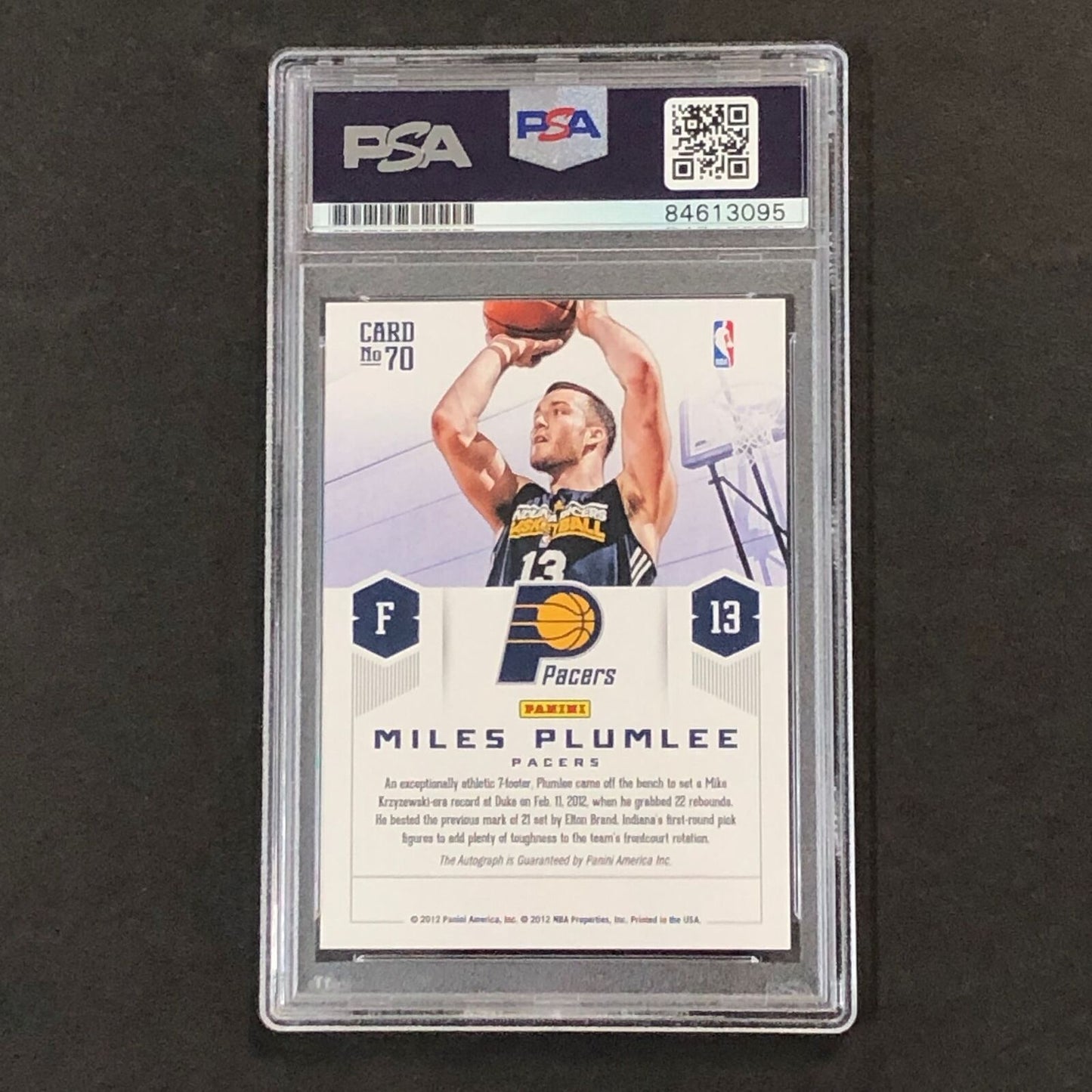 2012-13 Panini Prestige Prestigious Picks #70 Miles Plumlee Signed Rookie Card A